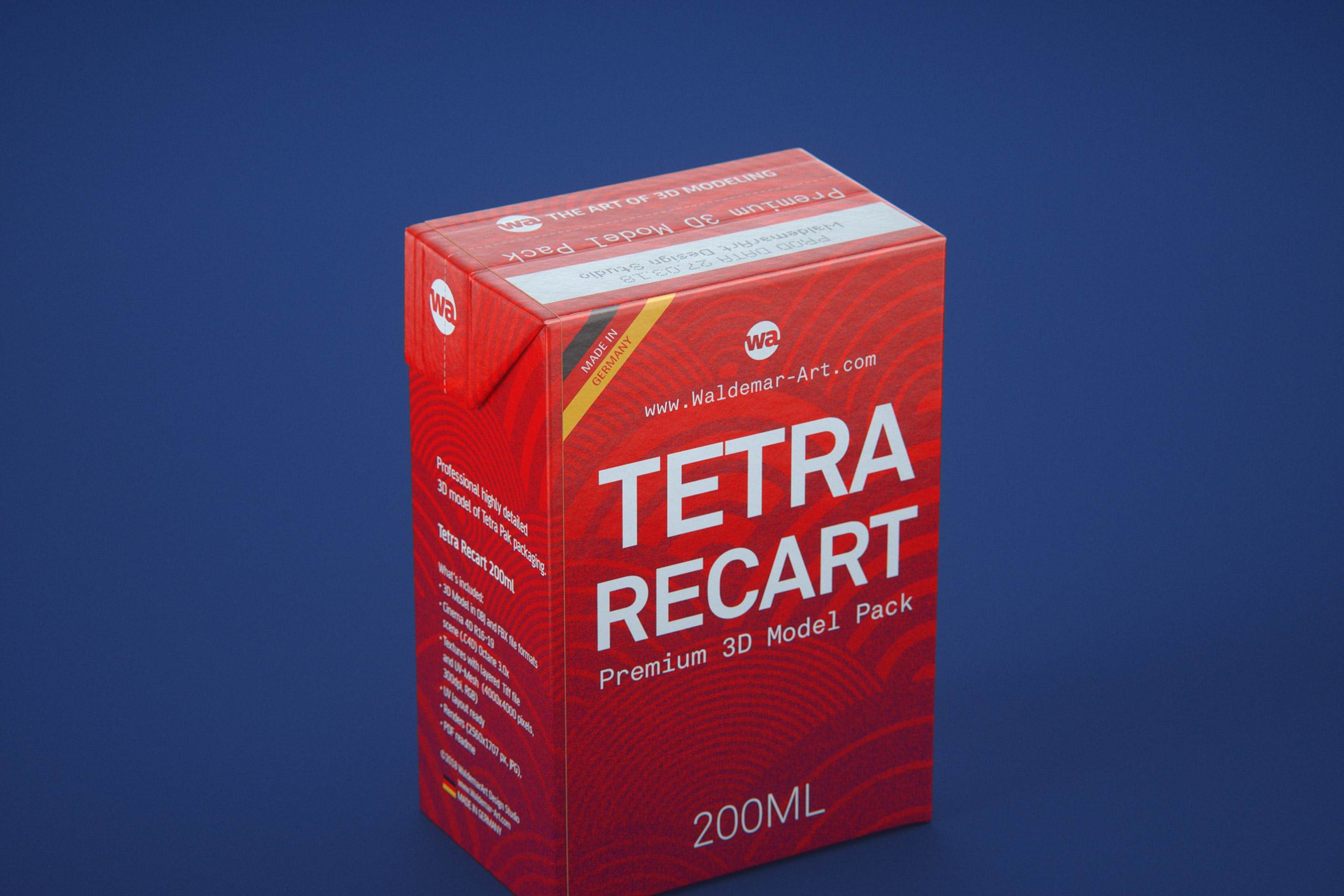 Tetra Pack Recart 200ml Premium carton packaging 3D model pak