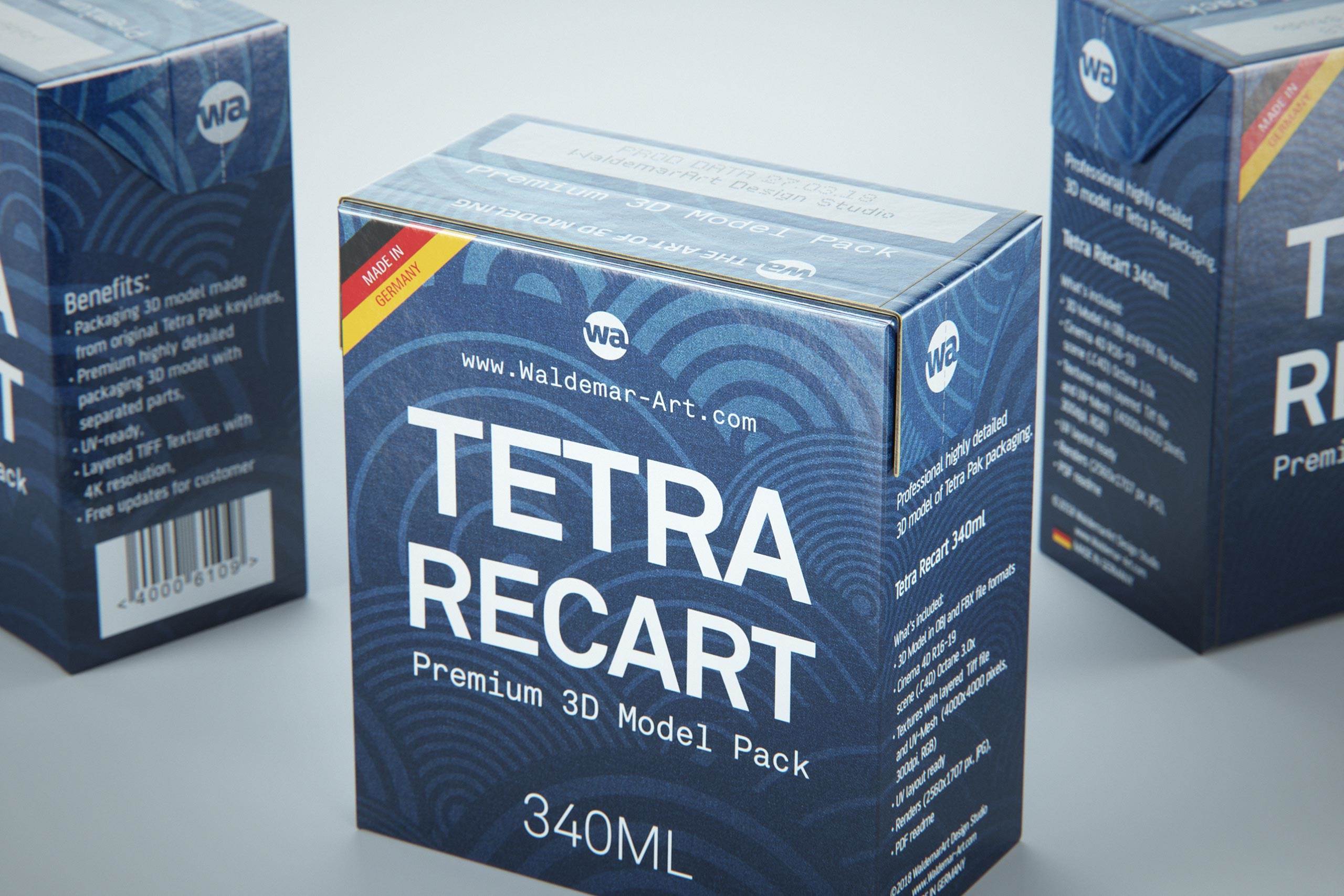 Tetra Pack Recart 340ml Premium carton packaging 3D model pak