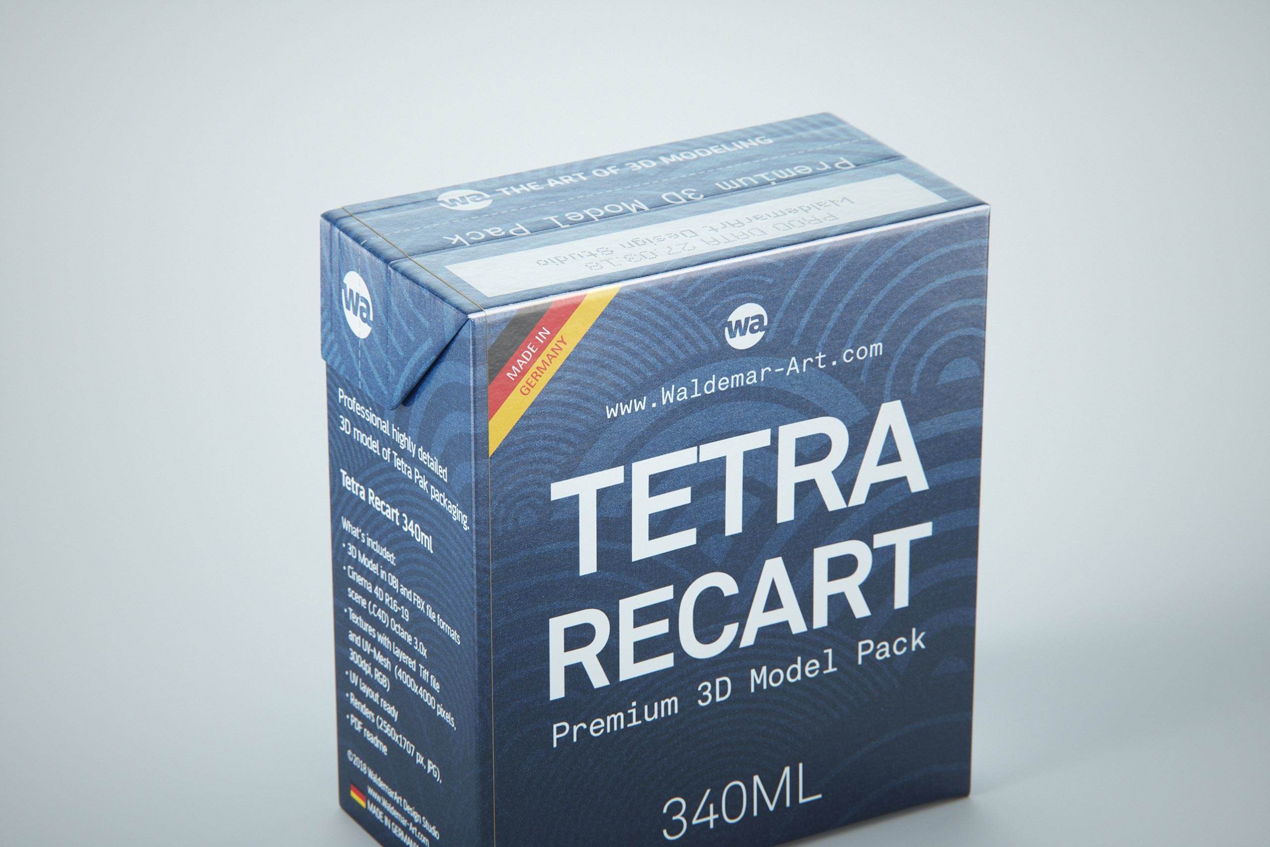 Tetra Pack Recart 340ml Premium carton packaging 3D model pak