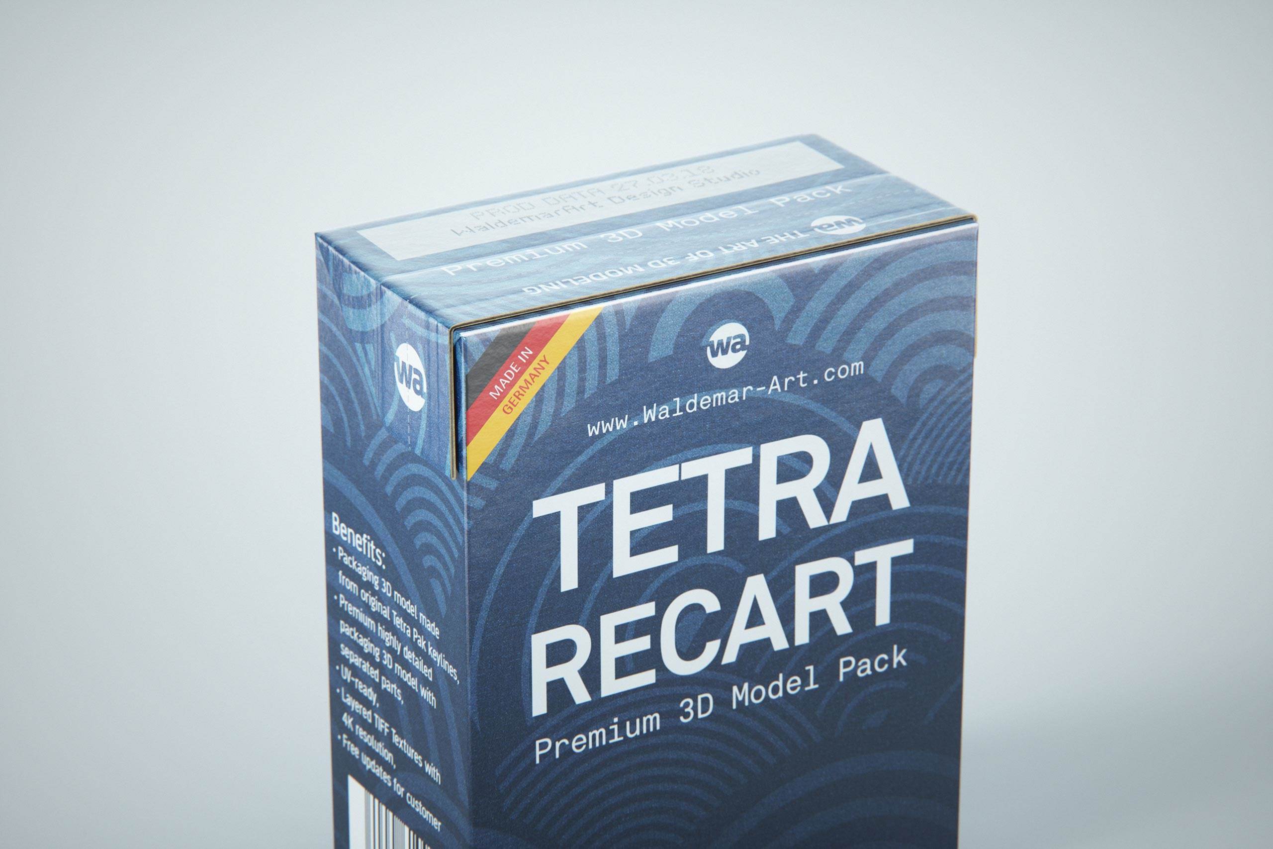 Tetra Pack Recart 390ml Premium carton packaging 3D model pak - front-side view