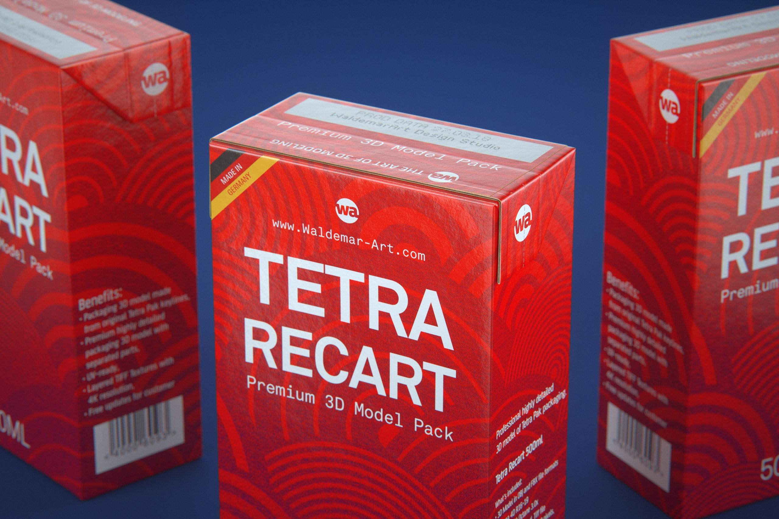 Tetra Pack Recart 500ml Premium carton packaging 3D model pak