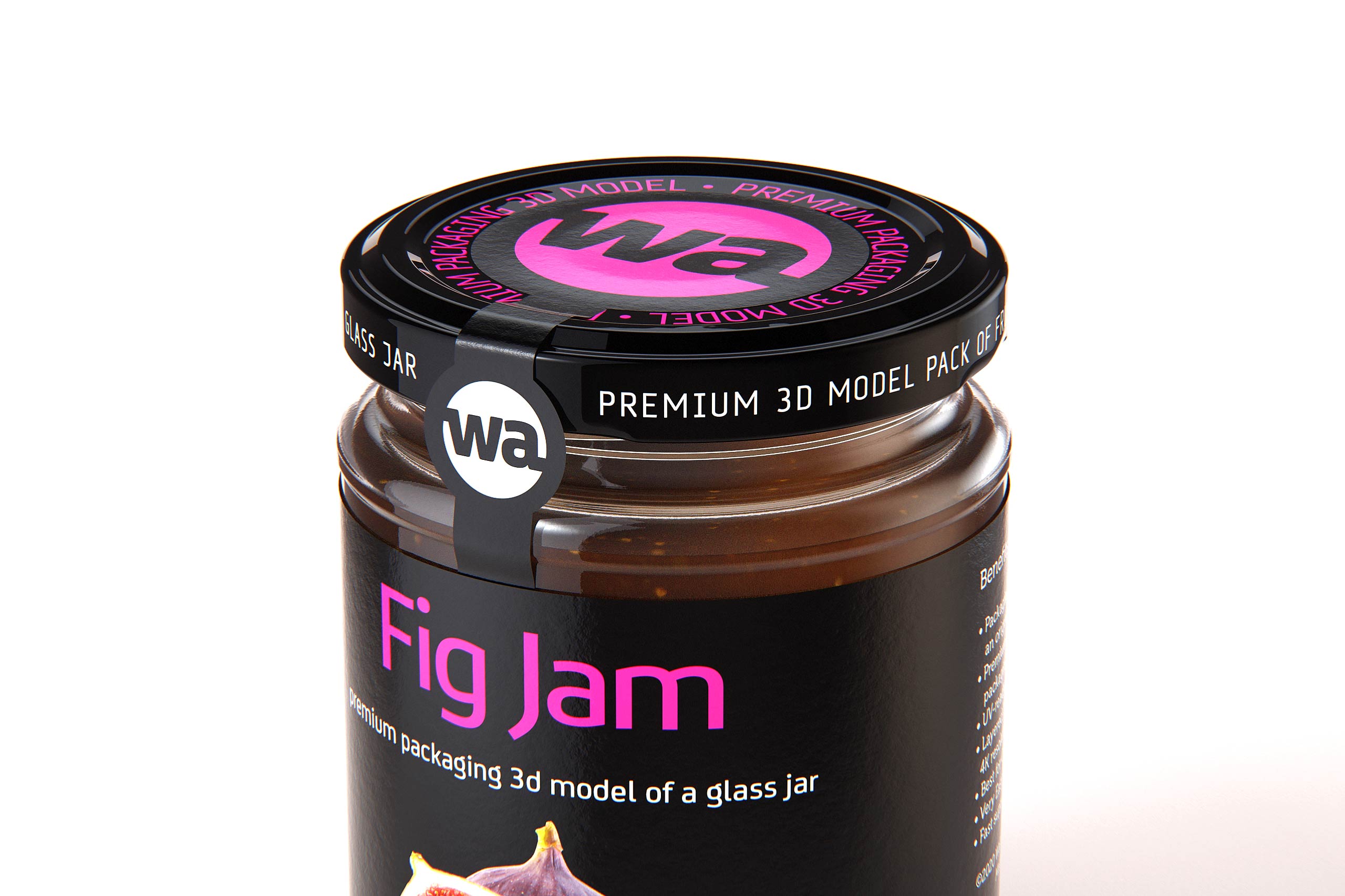 Fig Jam Glass Jar 200ml packaging 3d model