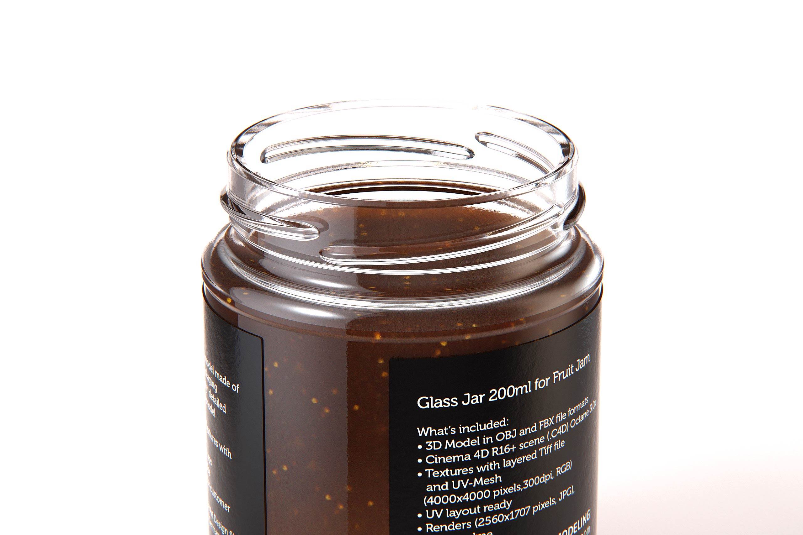 Fig Jam Glass Jar 200ml packaging 3d model