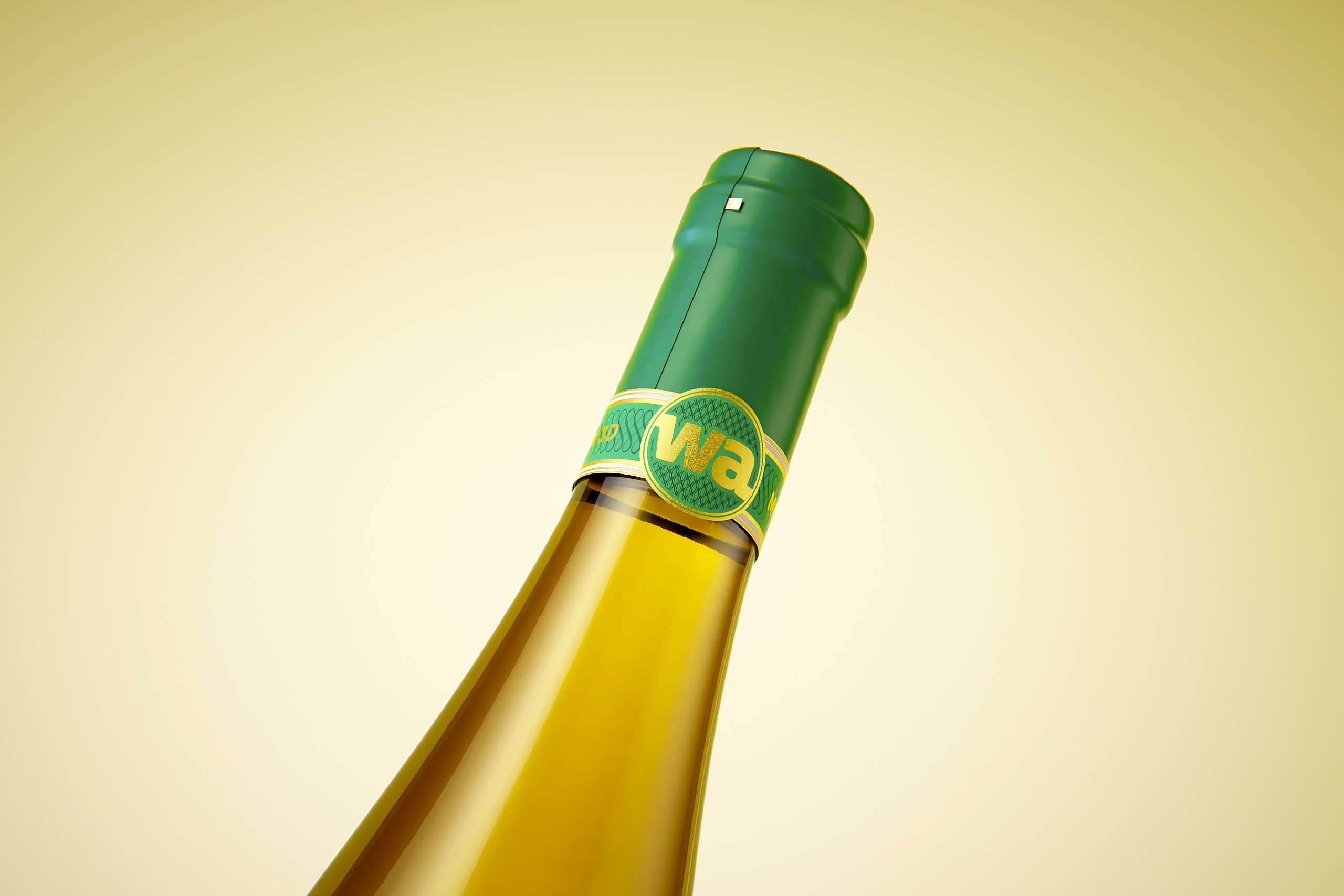 Riesling wine bottle 750ml with a cork and labels Premium 3D model pack