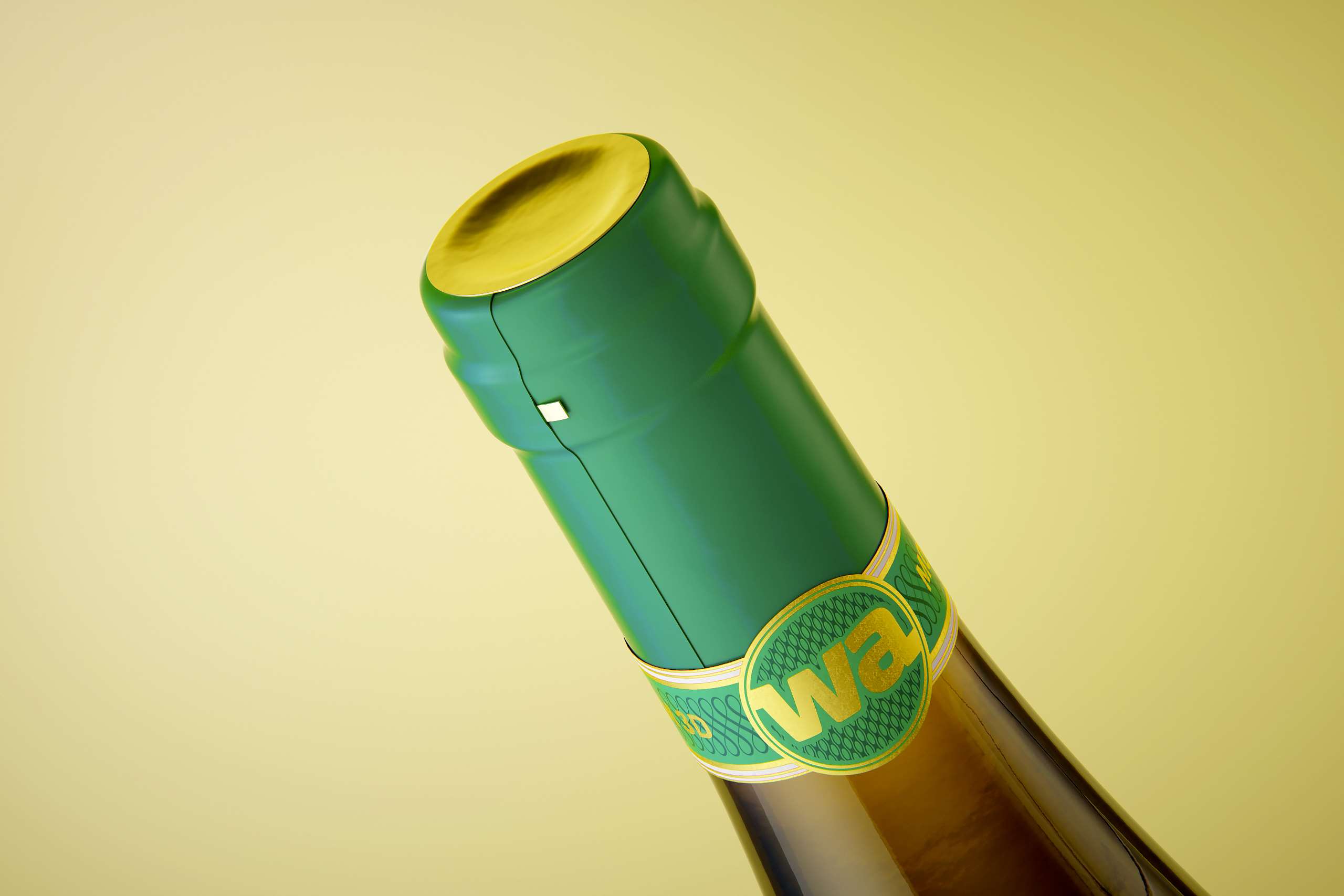 Riesling wine bottle 750ml with a cork and labels Premium 3D model pack