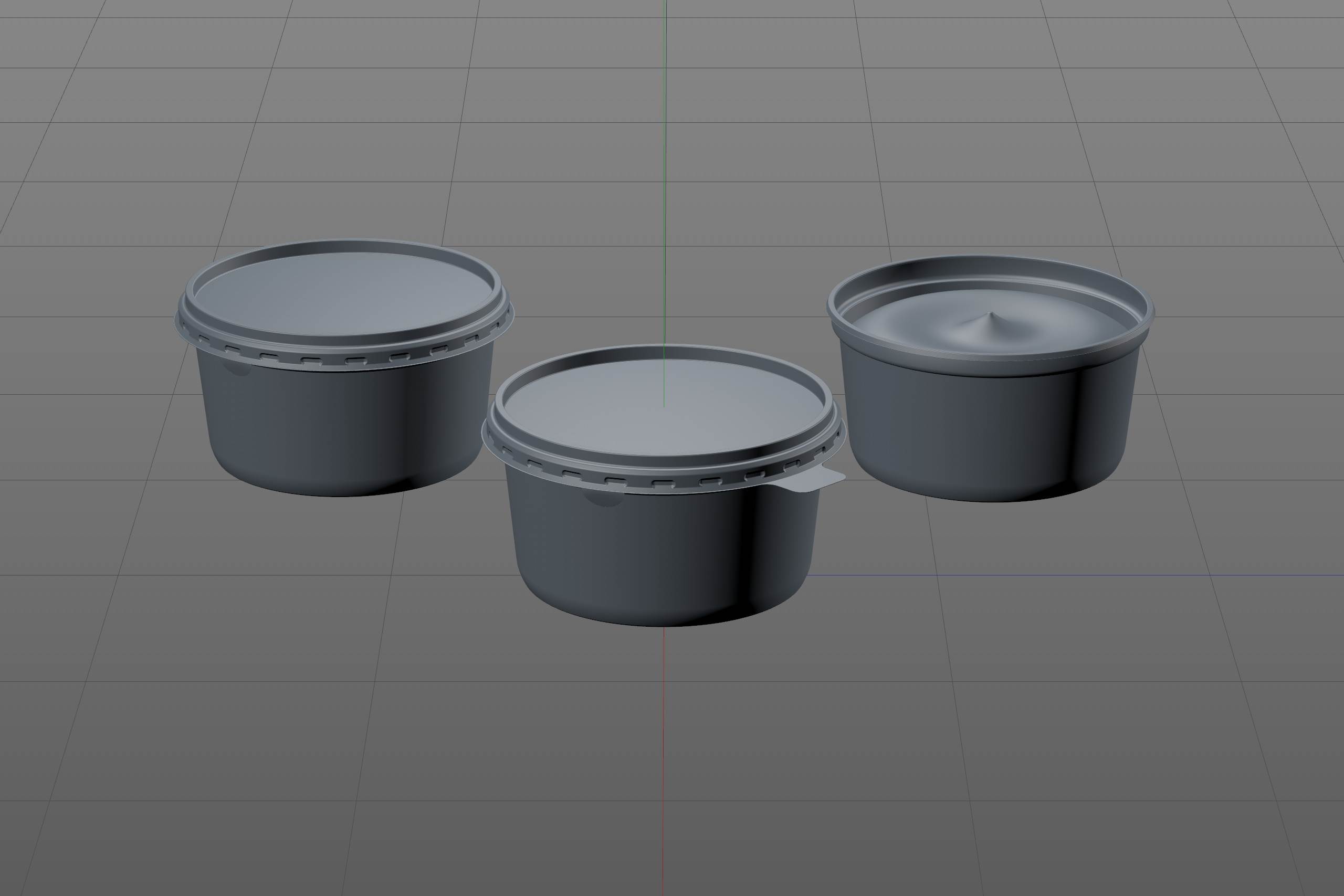 Butter Round Plastic Container 500g Packagin 3D model pack