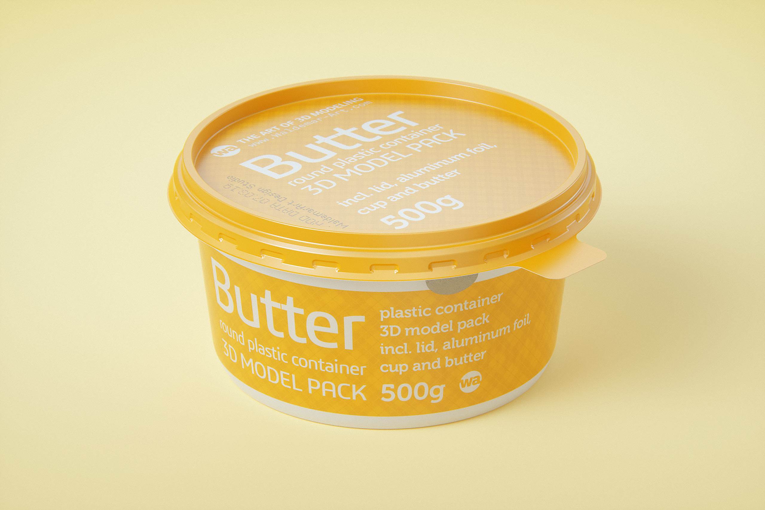 Butter Round Plastic Container 500g Packagin 3D model pack