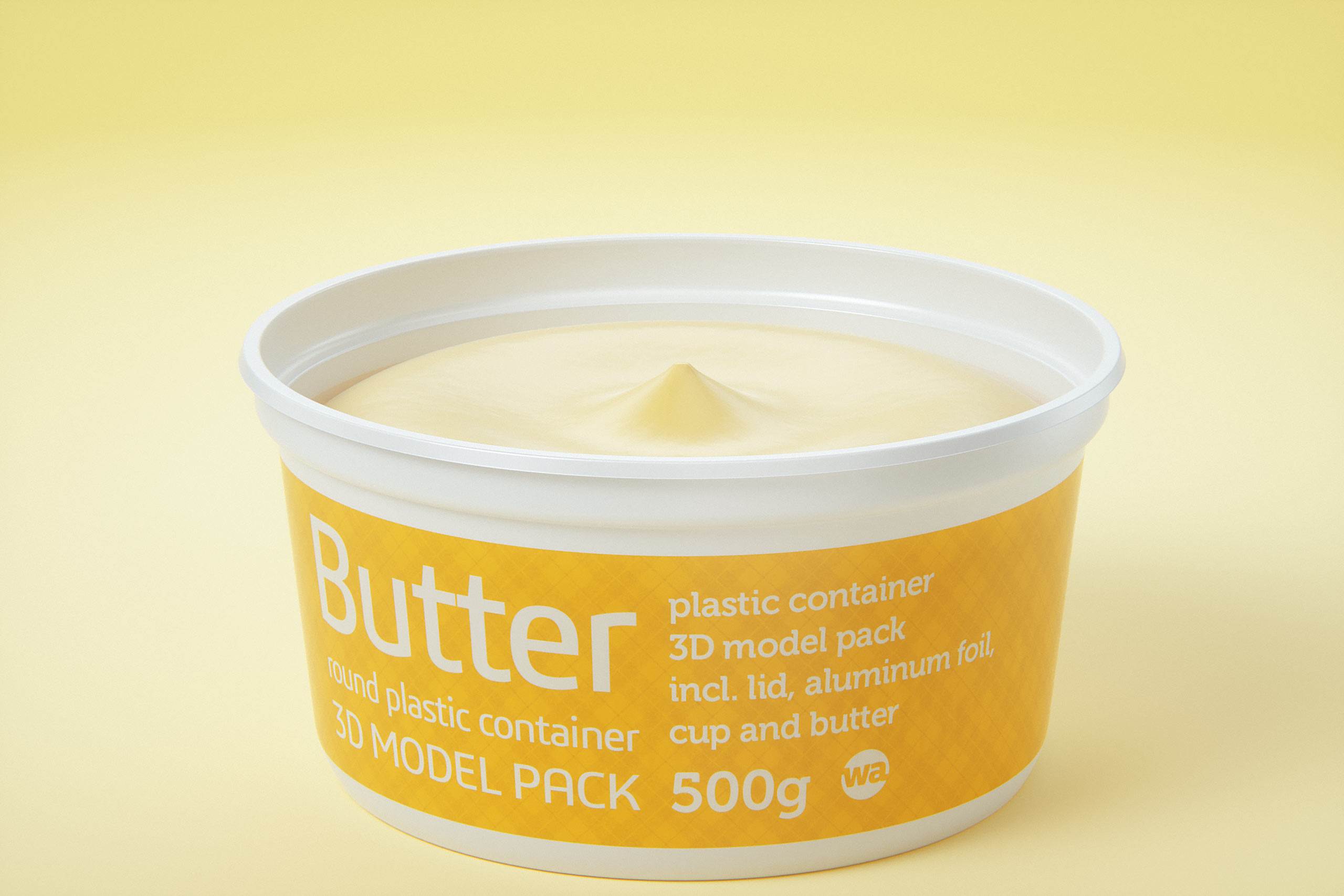 Butter Round Plastic Container 500g Packagin 3D model pack