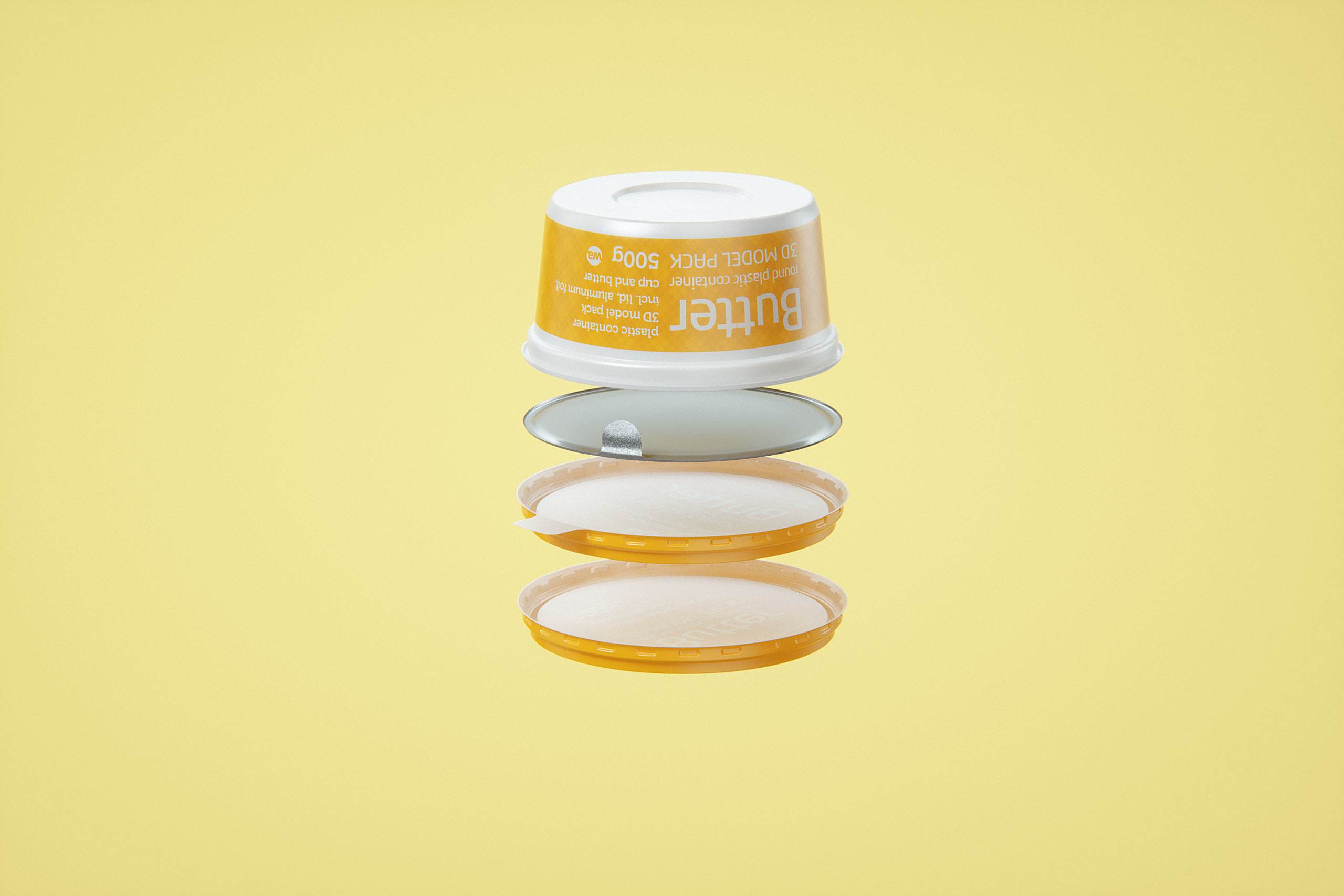 Butter Round Plastic Container 500g Packagin 3D model pack