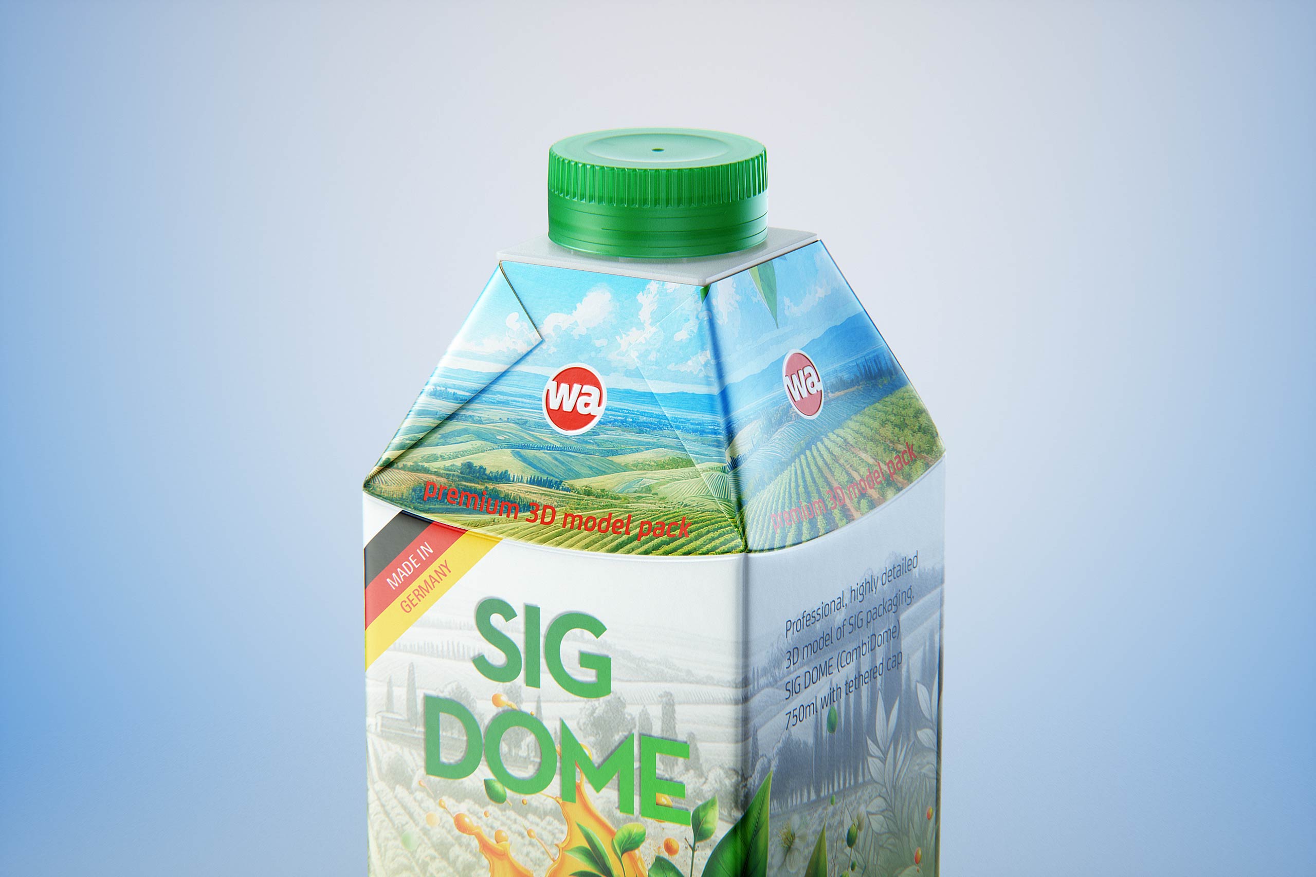 SIG DOME (CombiDome) 750ml with tethered cap DomeTwist premium carton packaging 3d model