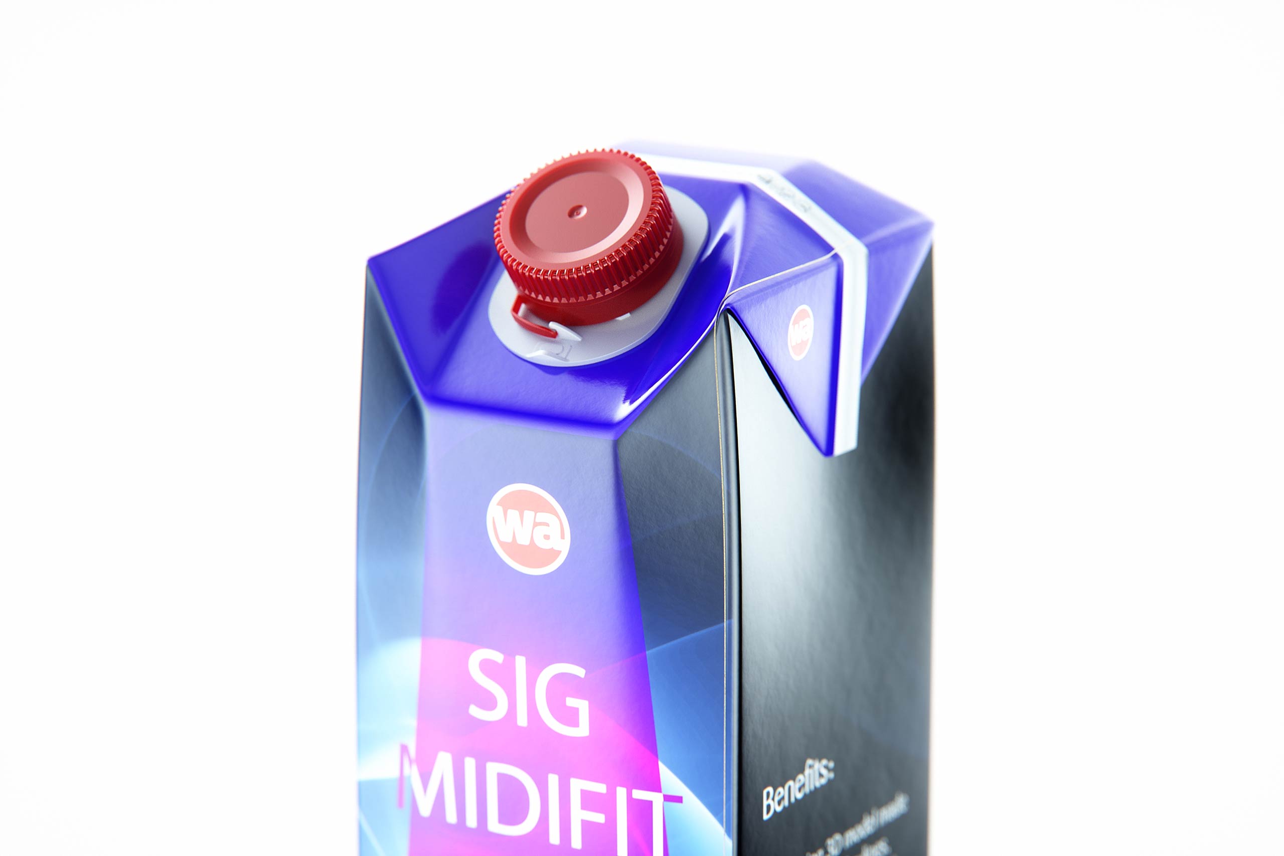 SIG MidiFit 1000ml with tethered cap SwiftCap premium carton packaging 3D model