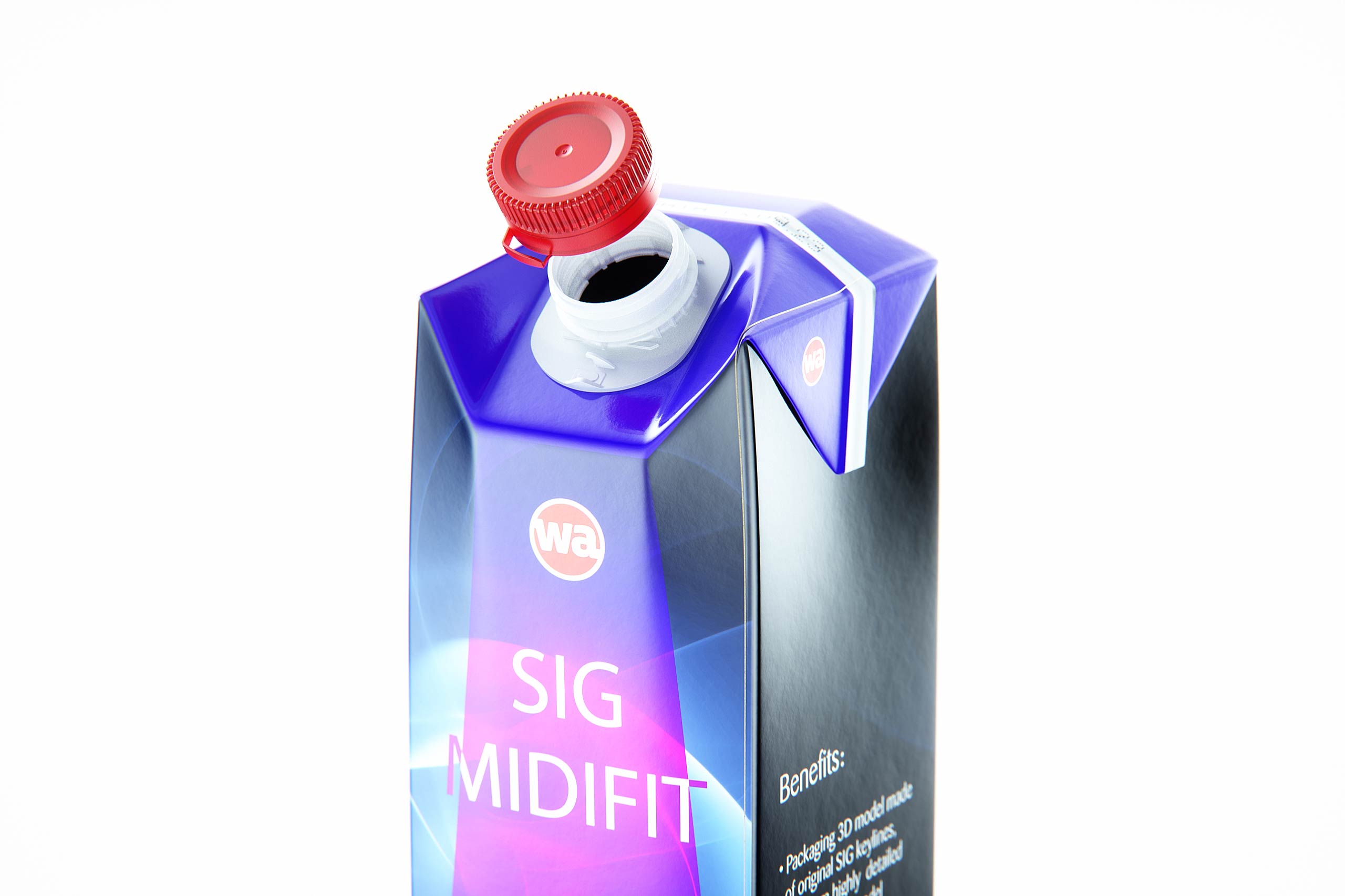 SIG MidiFit 1000ml with tethered cap SwiftCap premium carton packaging 3D model