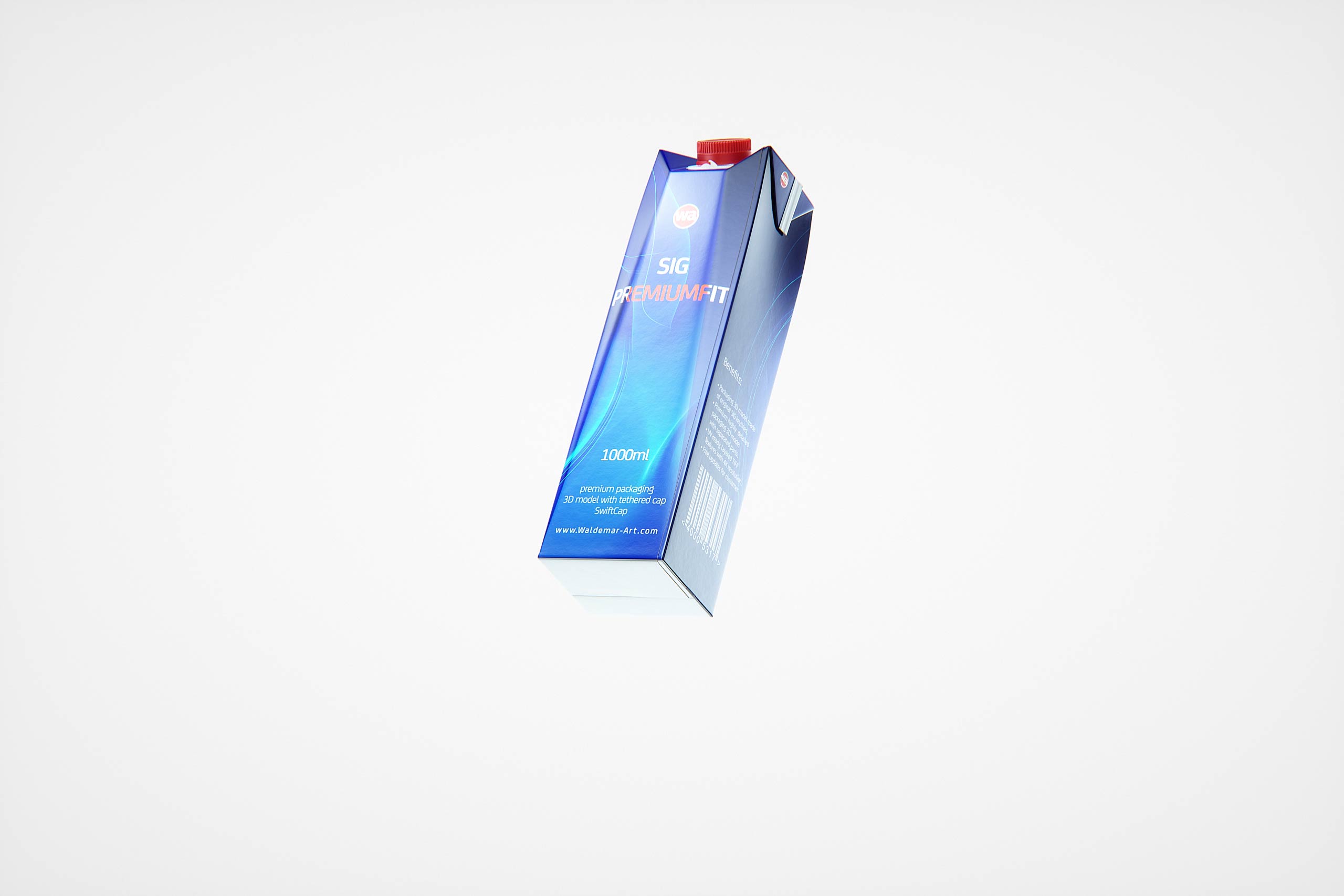 SIG PremiumFit (Combifit Premium) 1000ml with tethered cap SwiftCap premium carton packaging 3d model