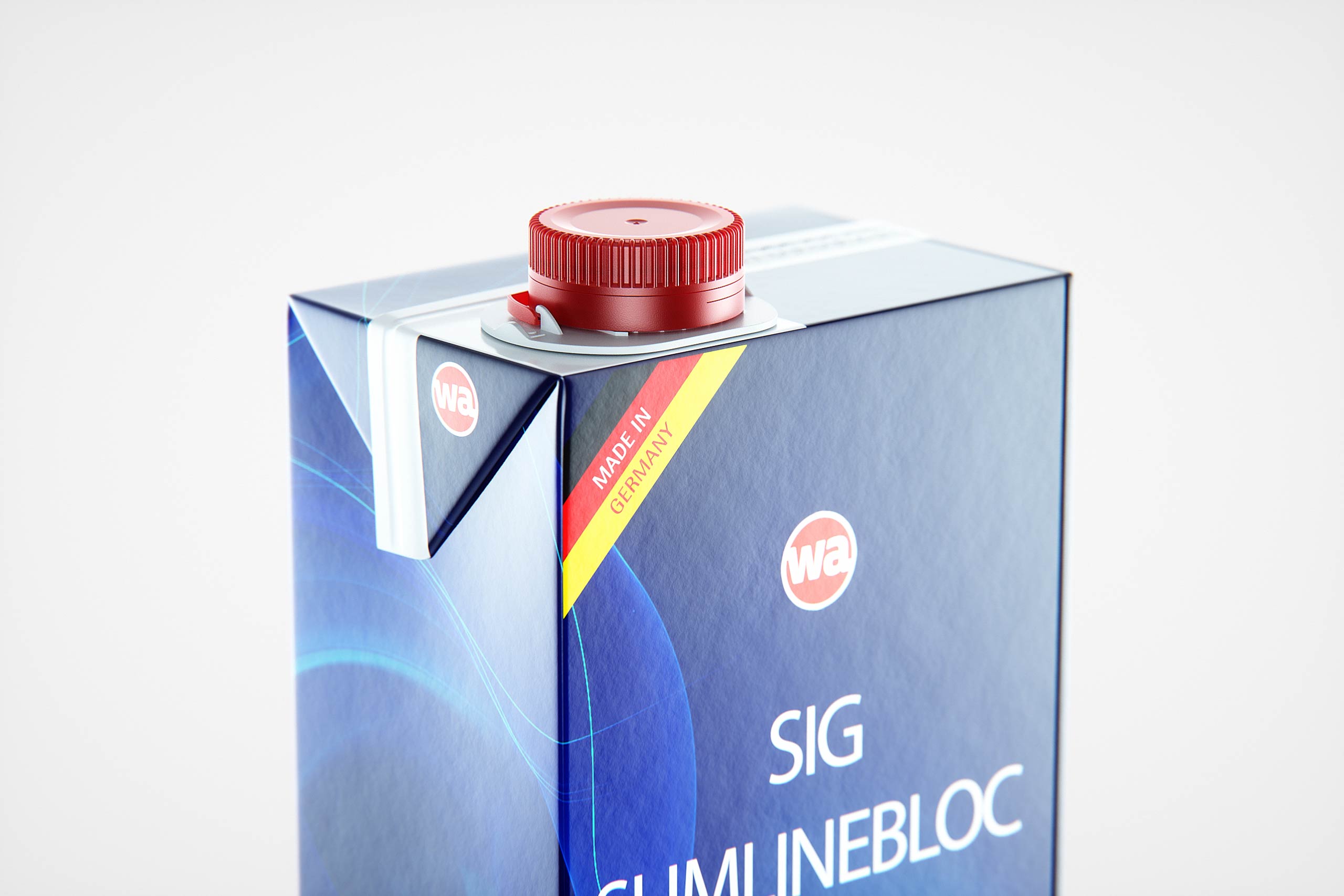 SIG SlimlineBloc 1000ml with tethered cap SwiftCap premium carton packaging 3D model