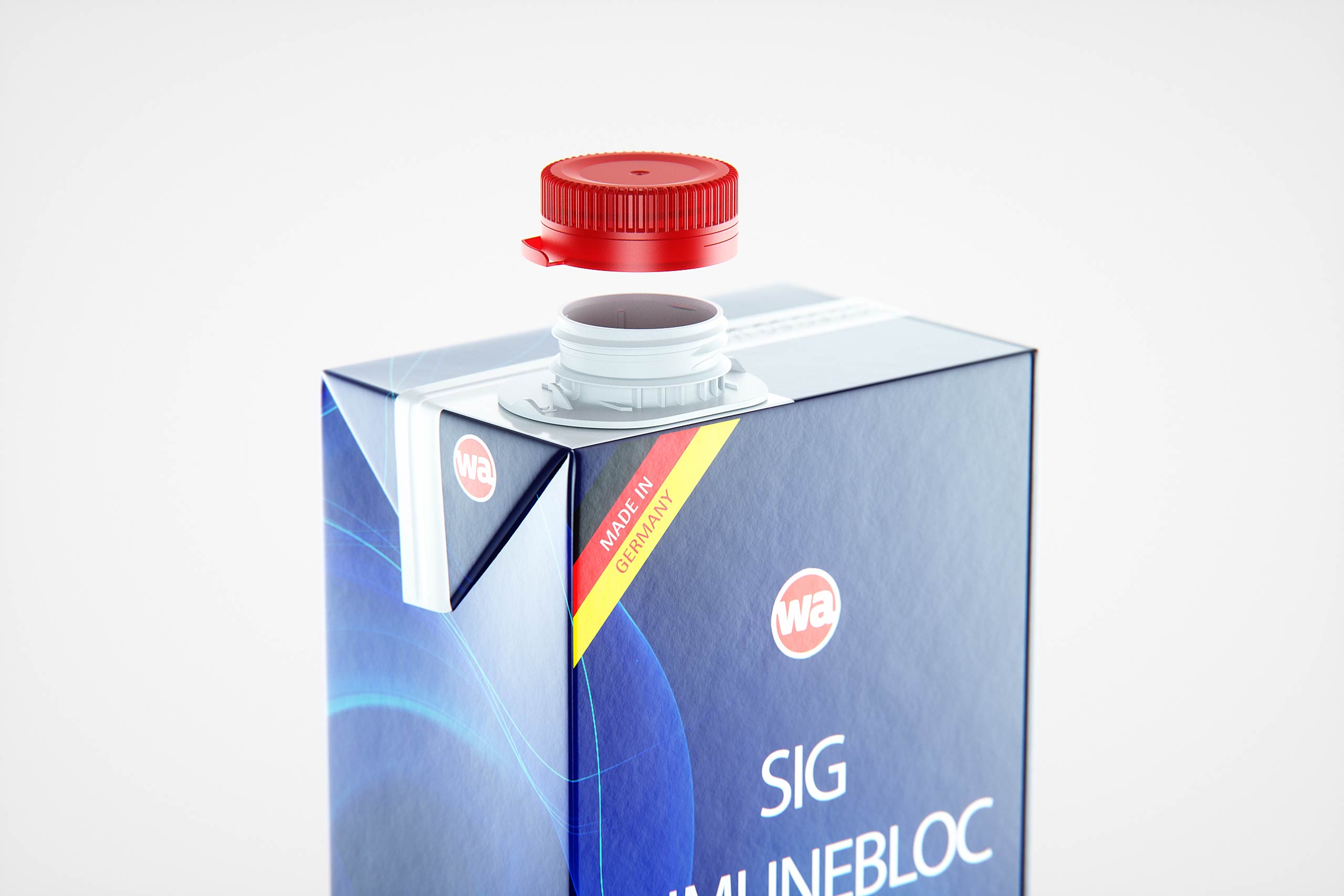 SIG SlimlineBloc 1000ml with tethered cap SwiftCap premium carton packaging 3D model