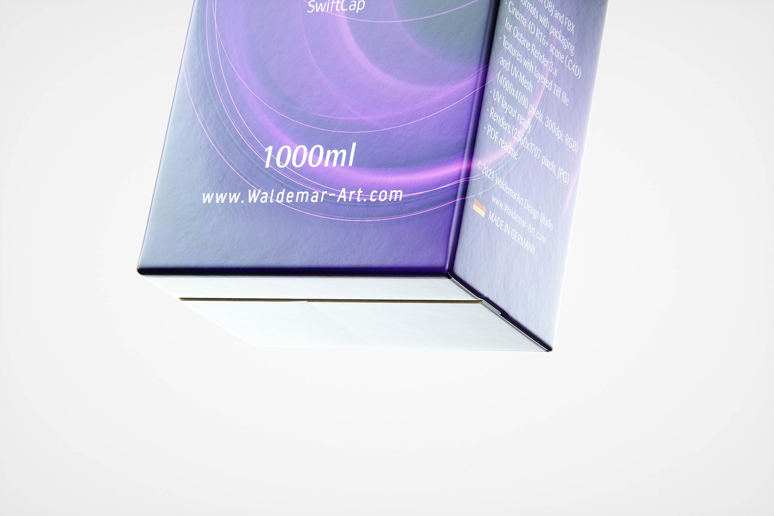 Premium packaging 3D model of SIG StandardBloc 1000ml with a tethered cap SwiftCap