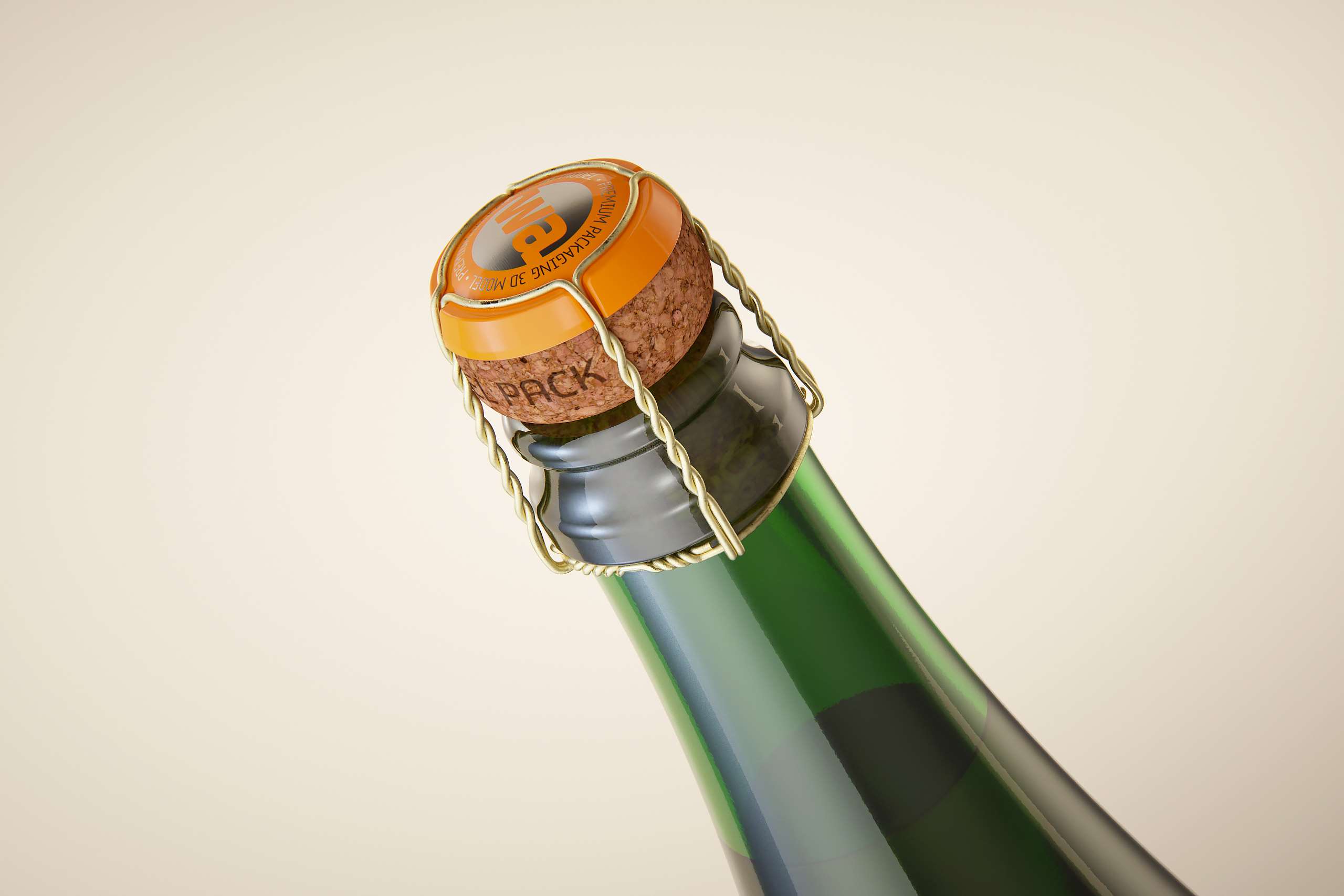 Champagne bottle 750ml 3d model for sparkling wine, with foil, labels, champagne cork and glass of sparkling wine