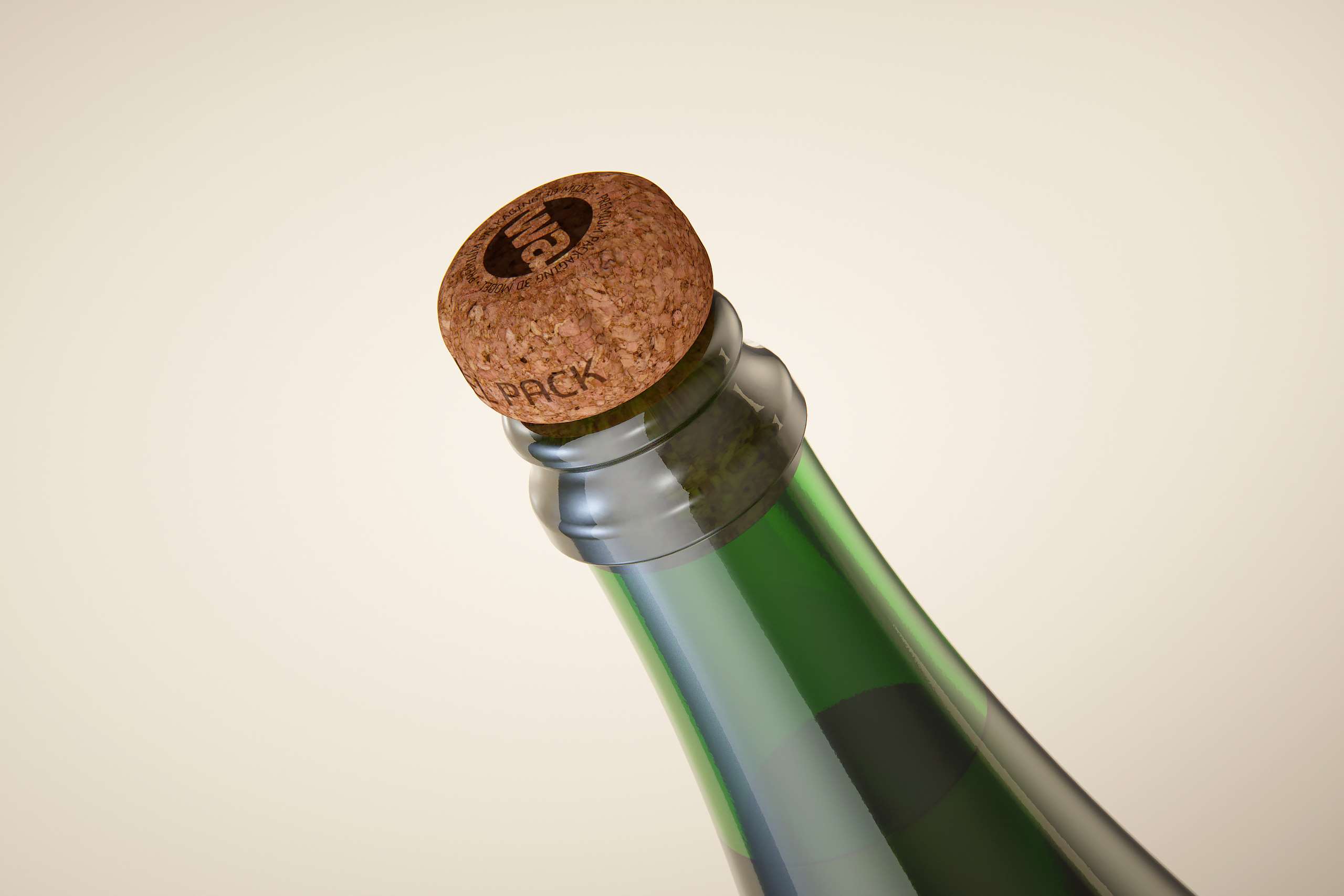 Champagne bottle 750ml 3d model for sparkling wine, with foil, labels, champagne cork and glass of sparkling wine