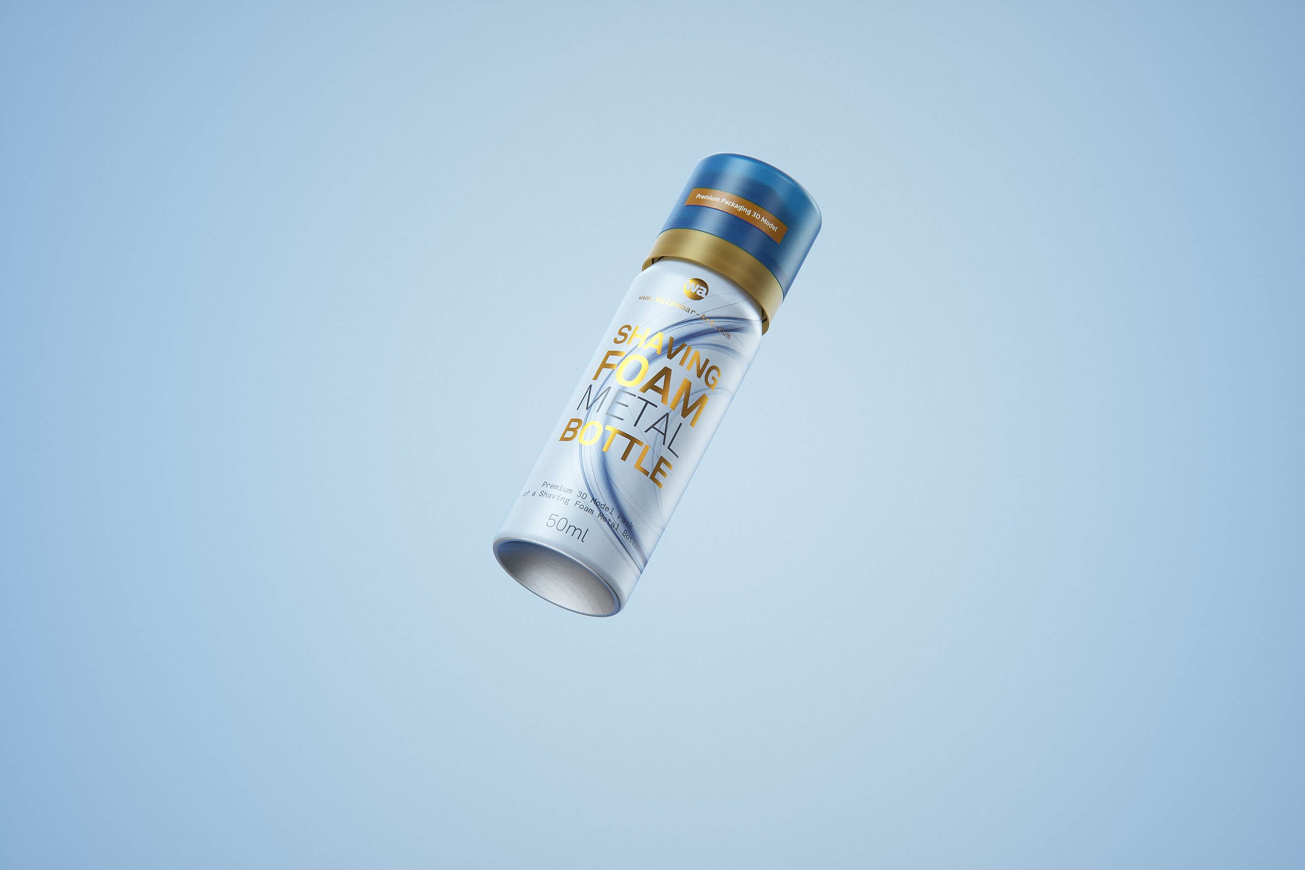 Shaving Foam Metal Bottle 50ml Packaging 3D model