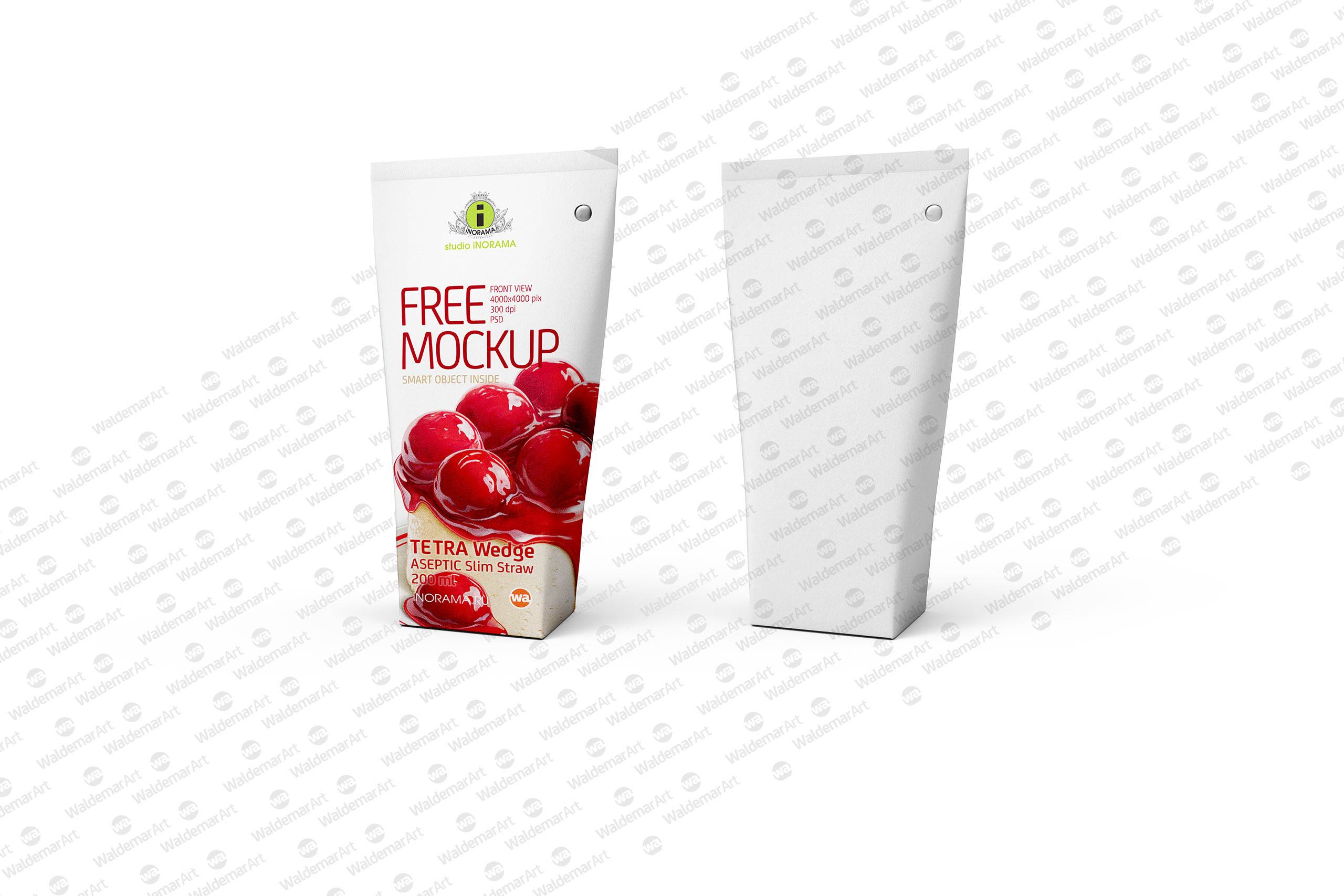 Download Free Packaging MockUp of Tetra Pack Wedge Aseptic 200ml Slim Straw / WA Design Studio