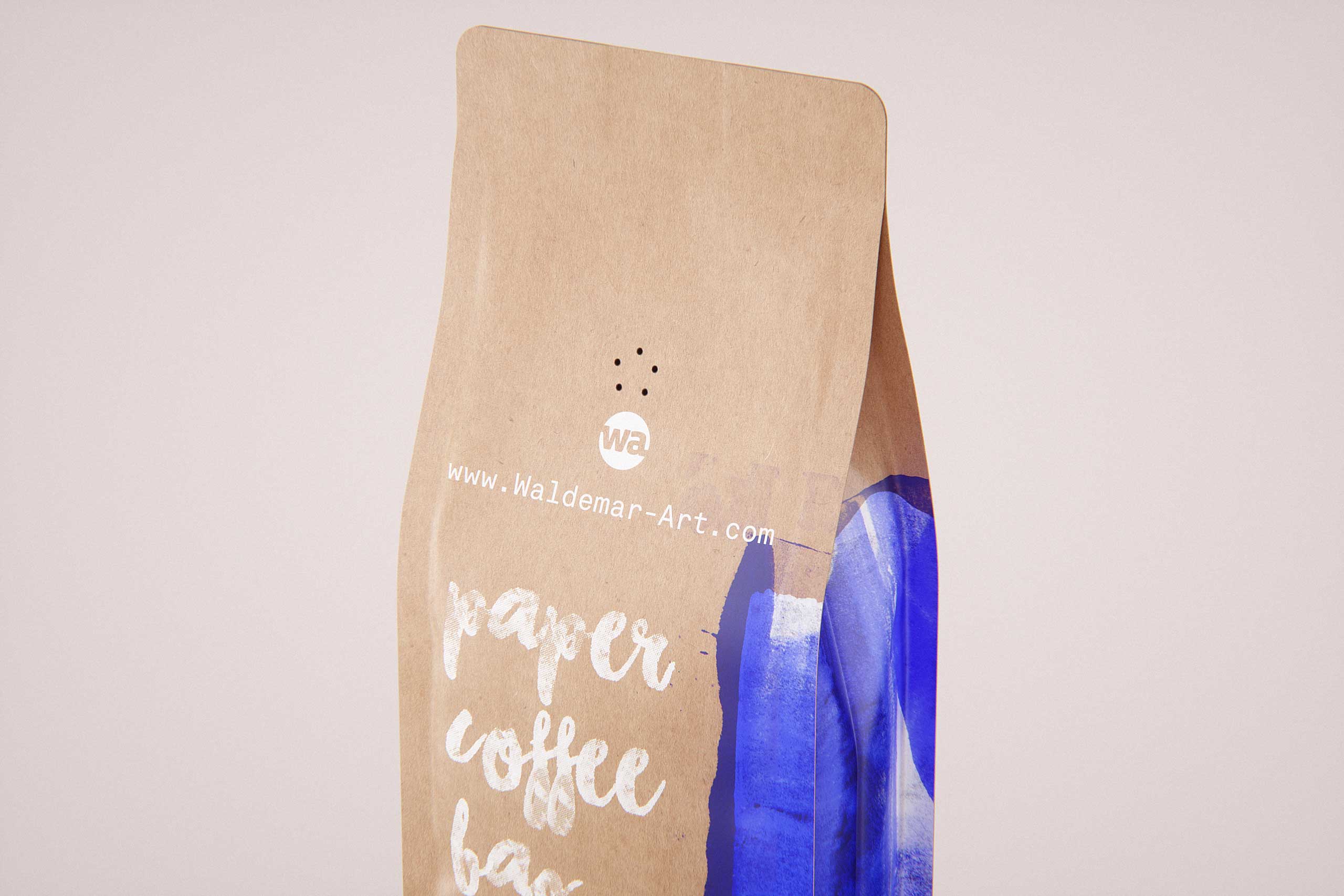 Slim Coffee Paper bag 250g with stitches and a label premium packaging 3d model