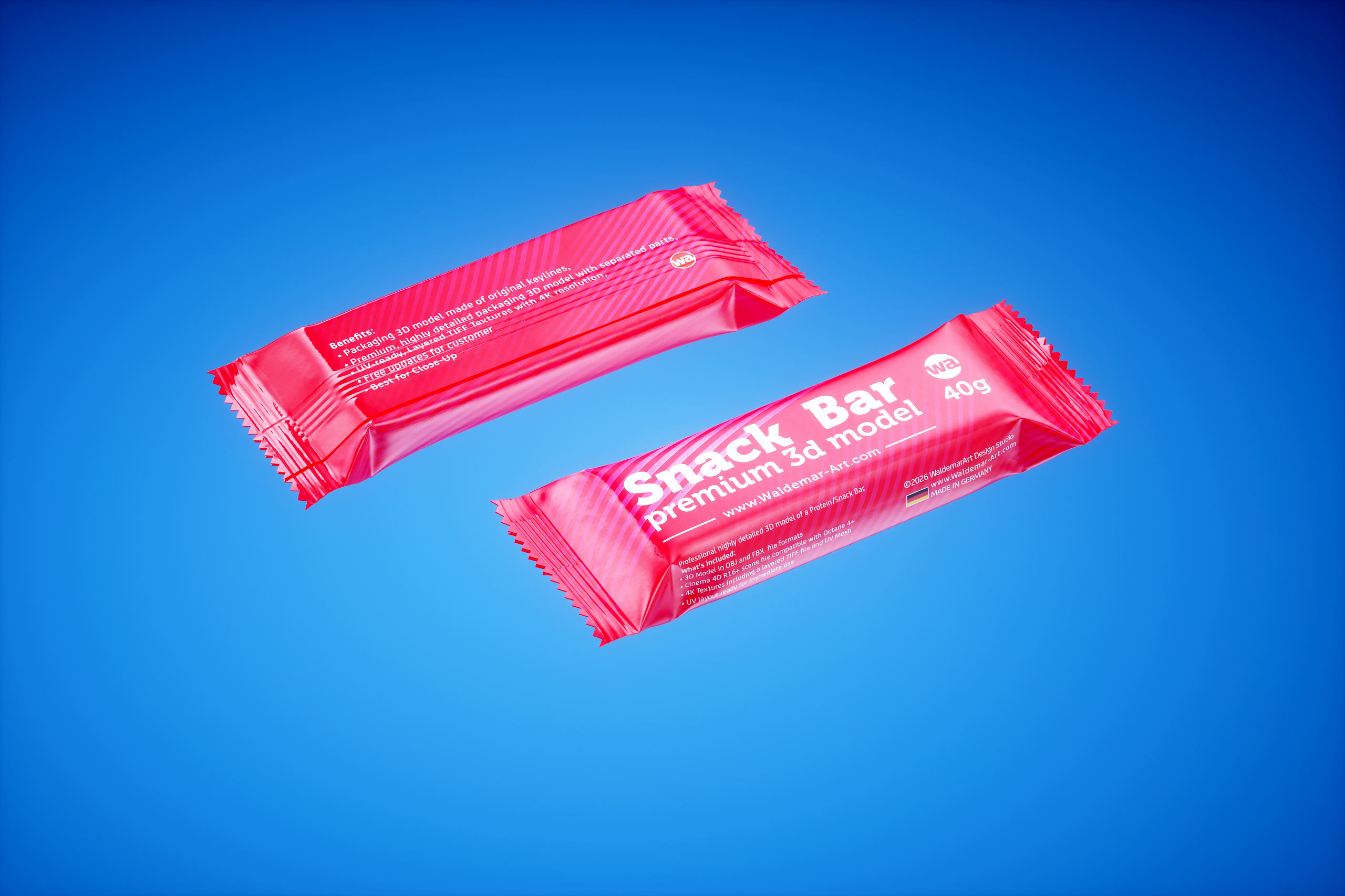 Protein / Snack bar (40g) with partially opened packaging premium 3D model