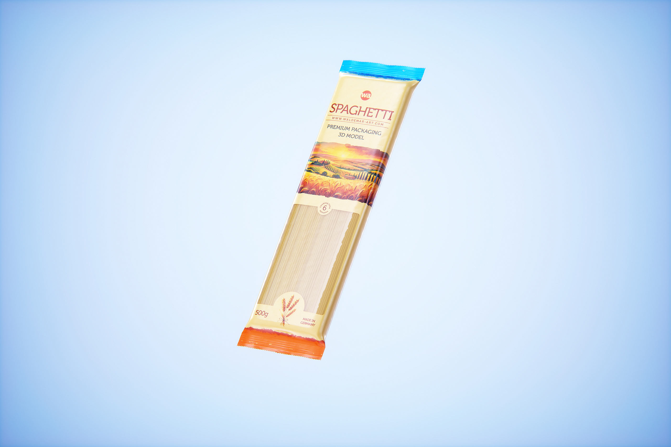 Spaghetti plastic pack 500g premium packaging 3d model