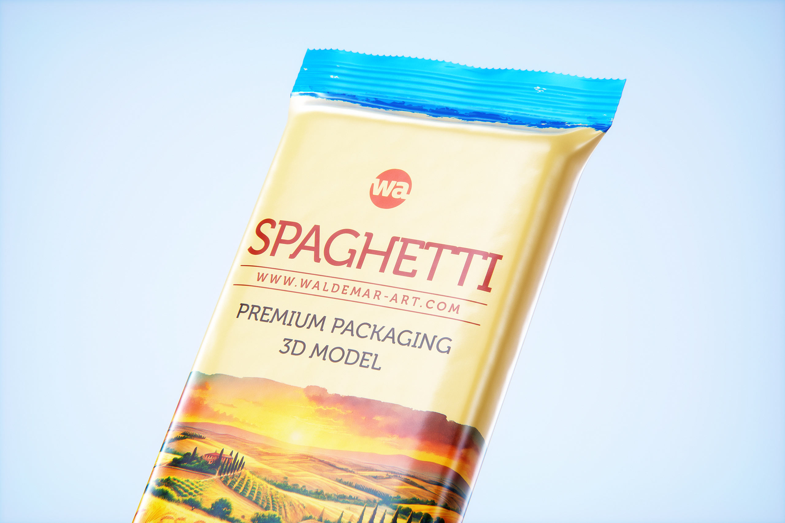 Spaghetti plastic pack 500g premium packaging 3d model