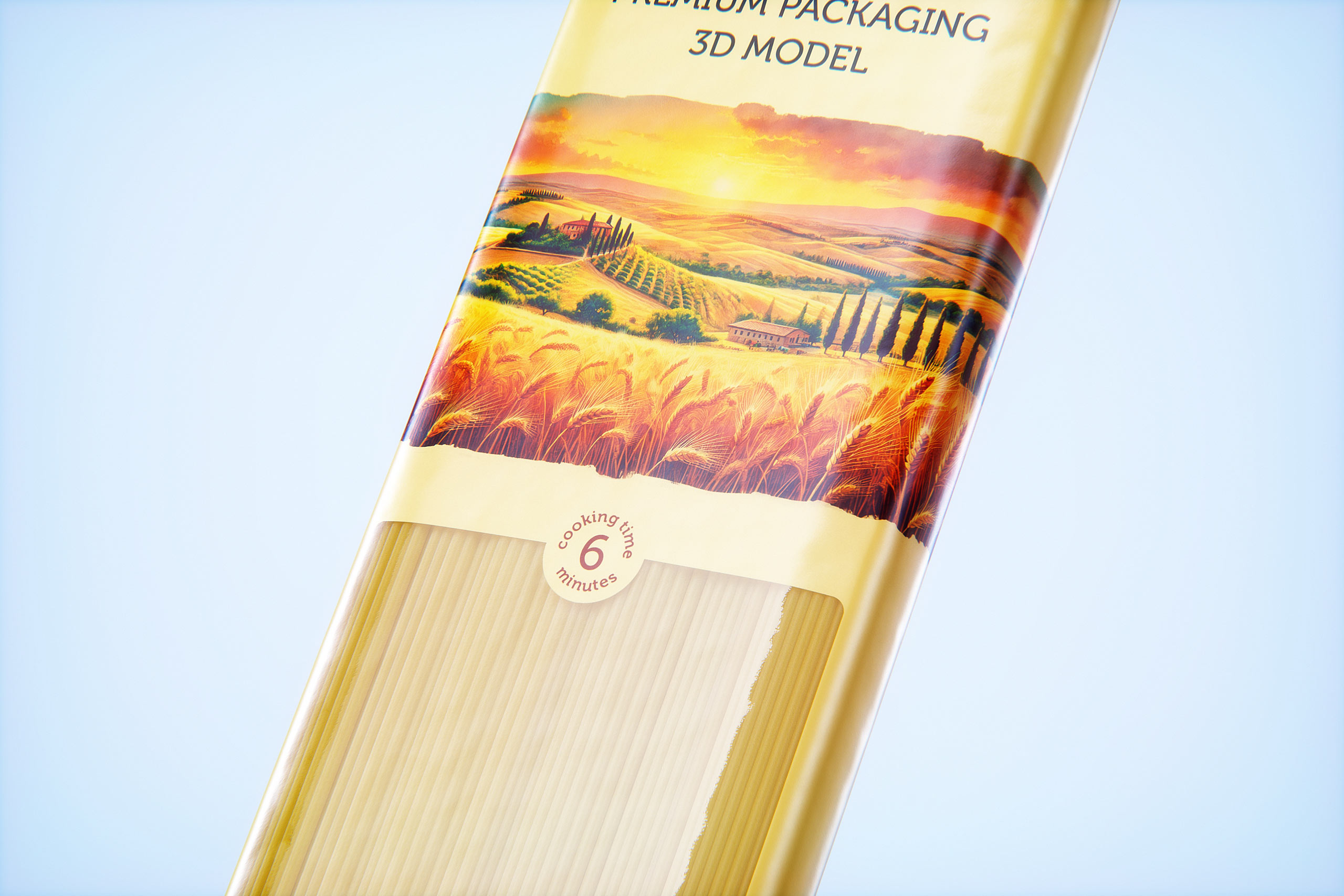 Spaghetti plastic pack 500g premium packaging 3d model