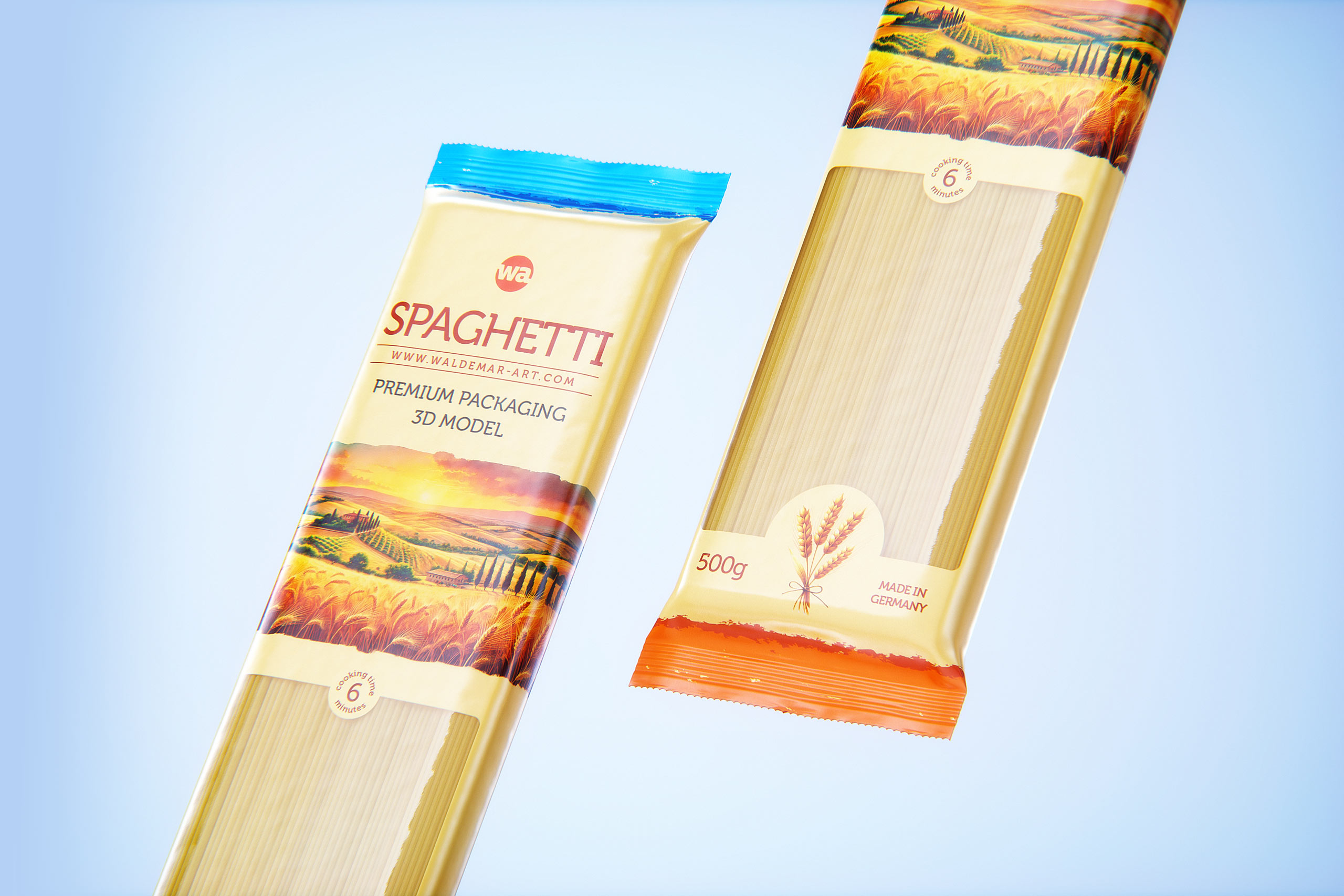 Spaghetti plastic pack 500g premium packaging 3d model