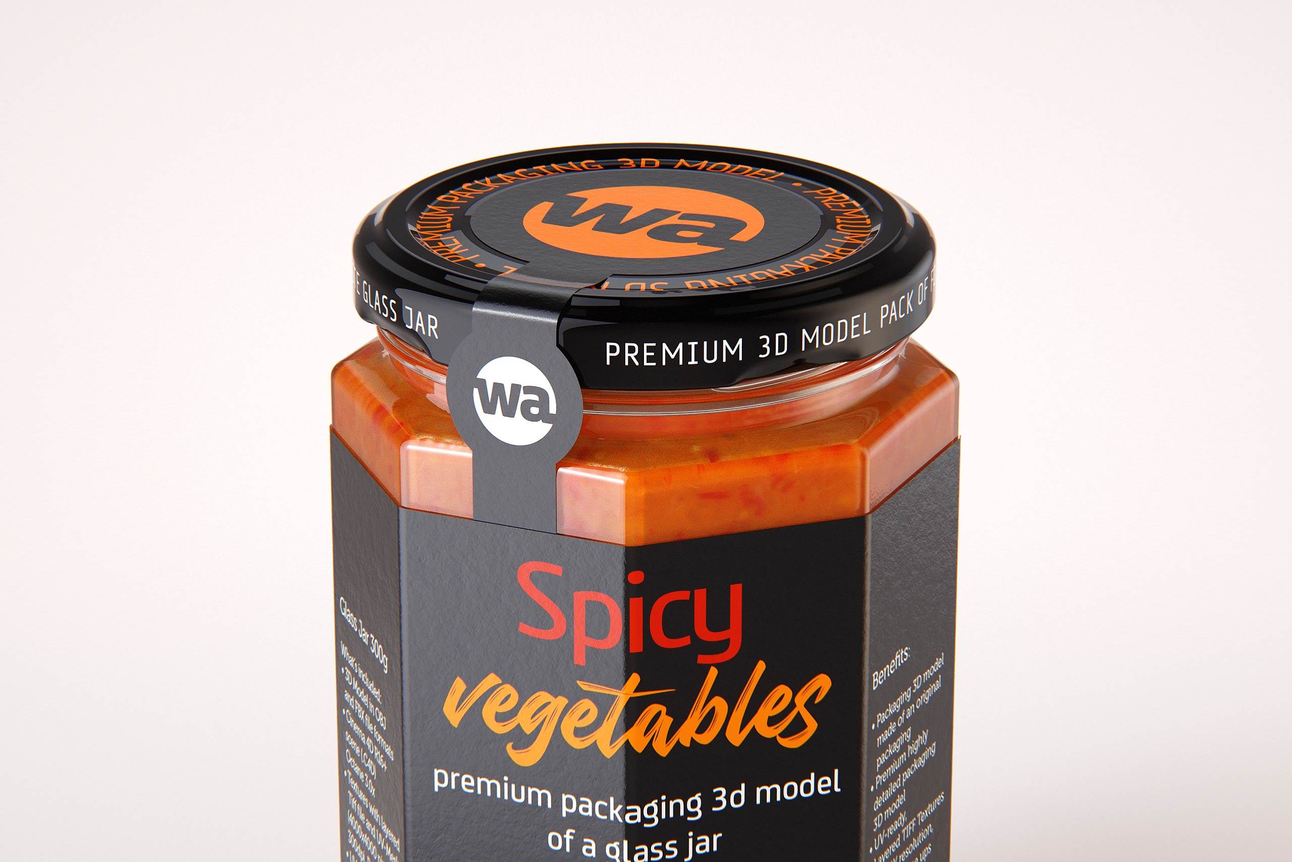 Spicy Vegetables Glass Jar 300g packaging 3D model