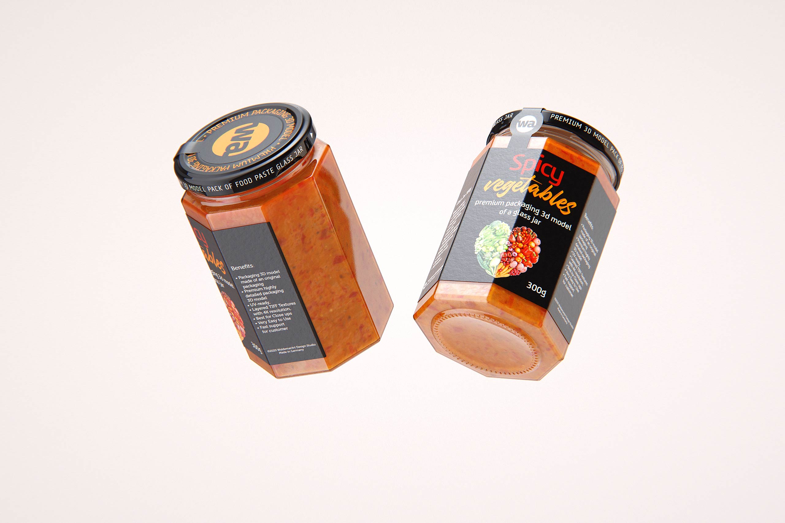 Spicy Vegetables Glass Jar 300g packaging 3D model