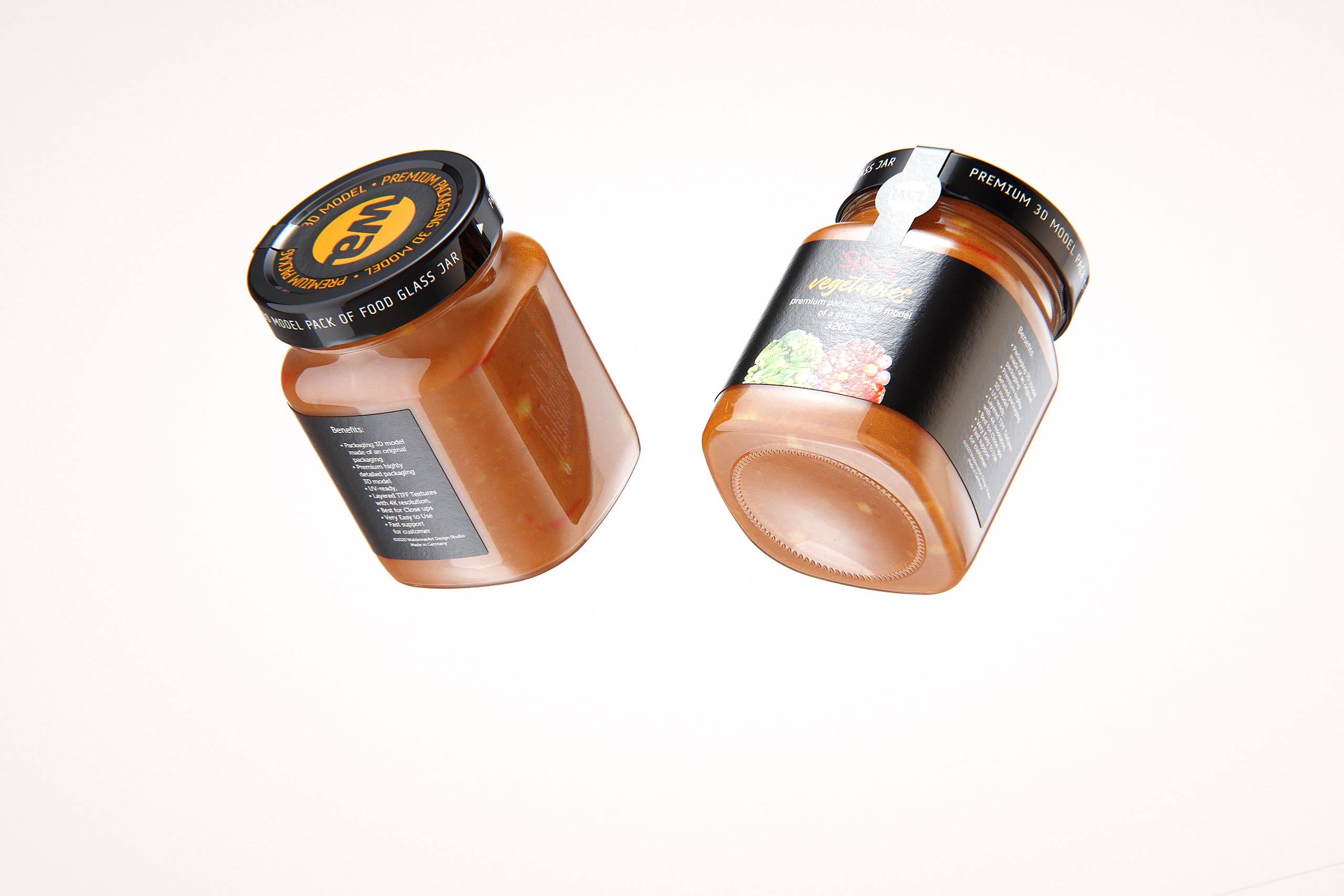 Spicy Vegetables Glass Jar 320g packaging 3D model