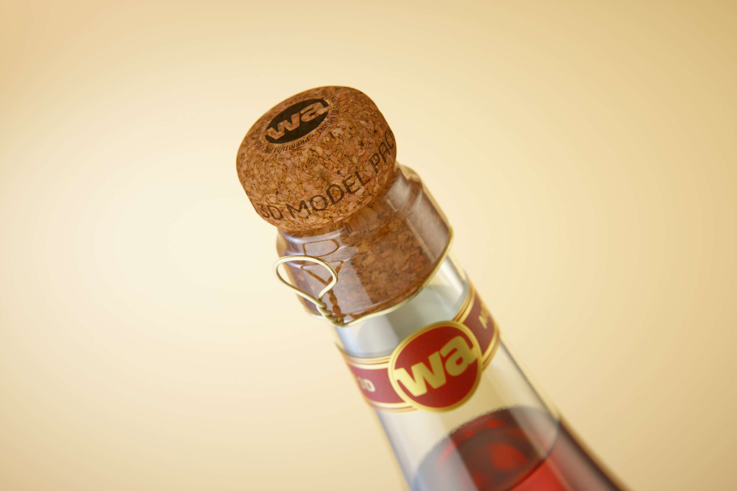 Spumante/Lambrusco/Secco bottle 750ml 3D model with Champagne cork and glass of sparkling wine