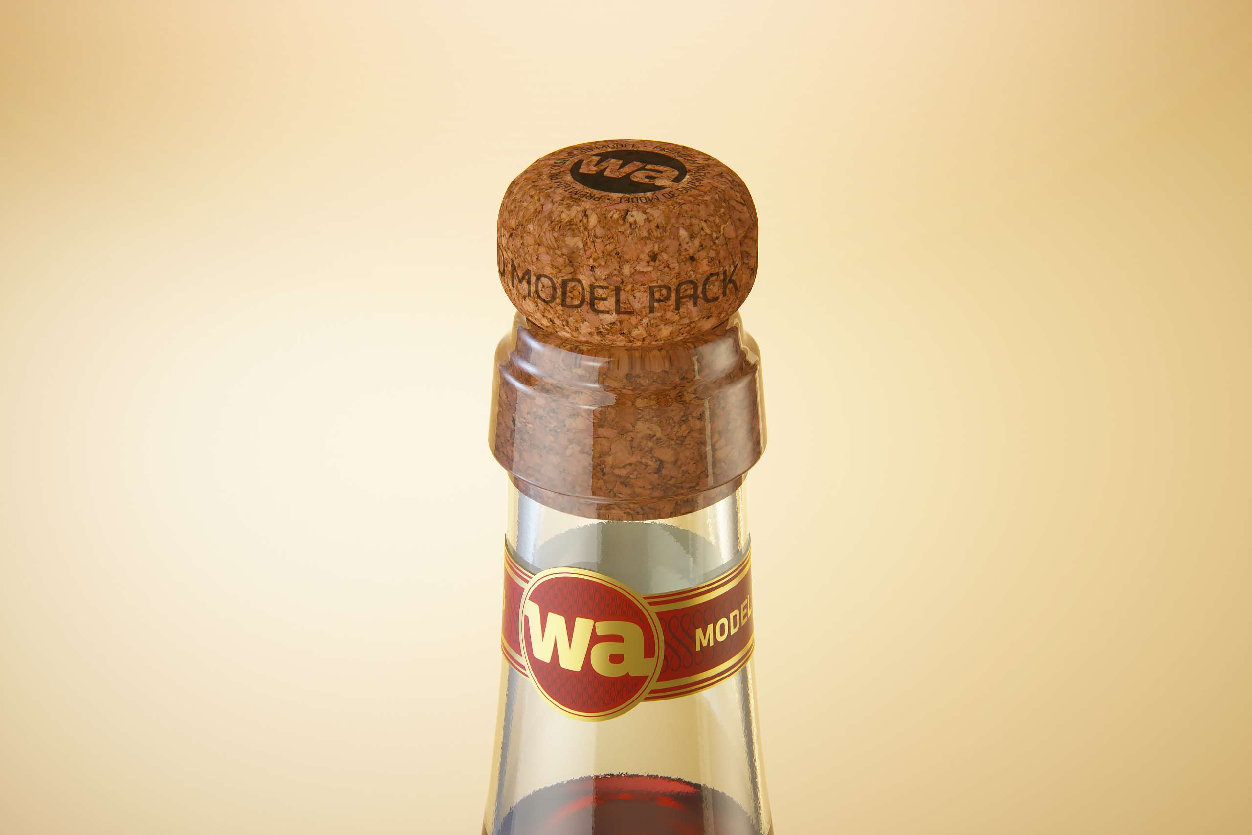 Spumante/Lambrusco/Secco bottle 750ml 3D model with Champagne cork and glass of sparkling wine