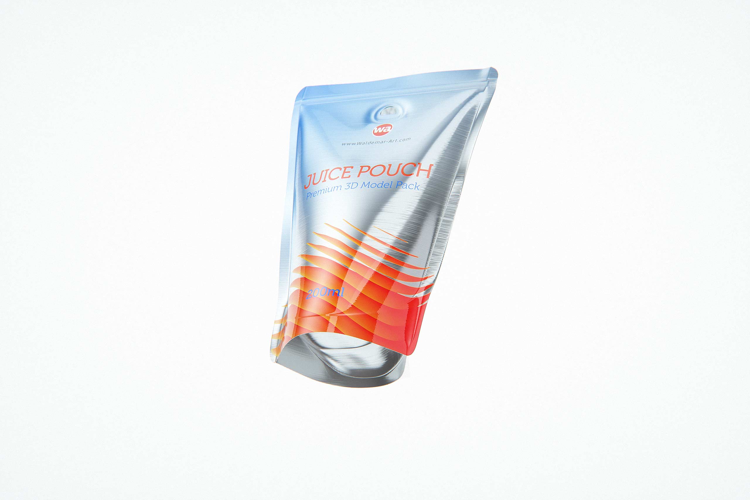 Standing-Up Juice Pouch 200ml premium 3D model pack