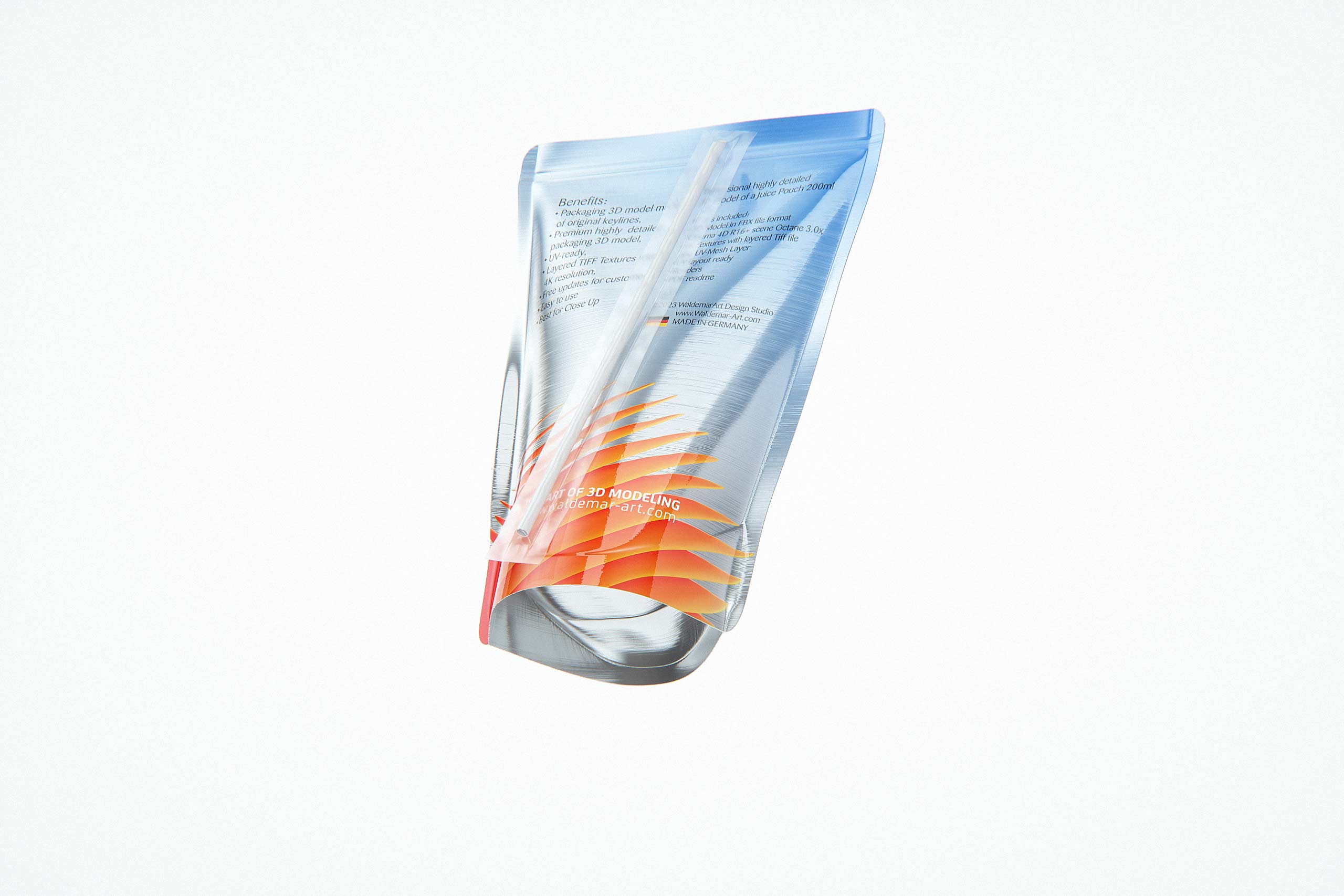 Standing-Up Juice Pouch 200ml premium 3D model pack