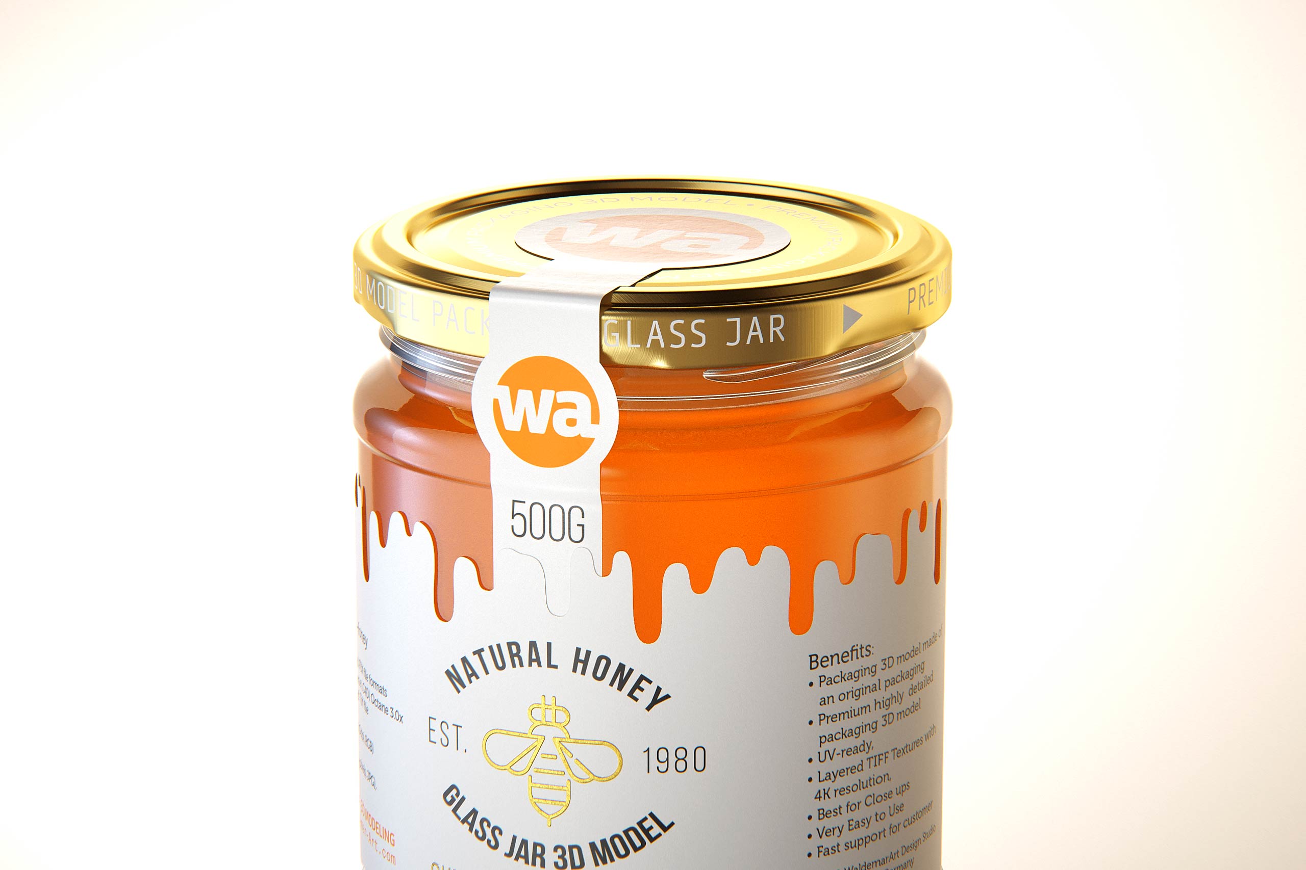 Summer Flower Honey Glass Jar 500g packaging 3d model