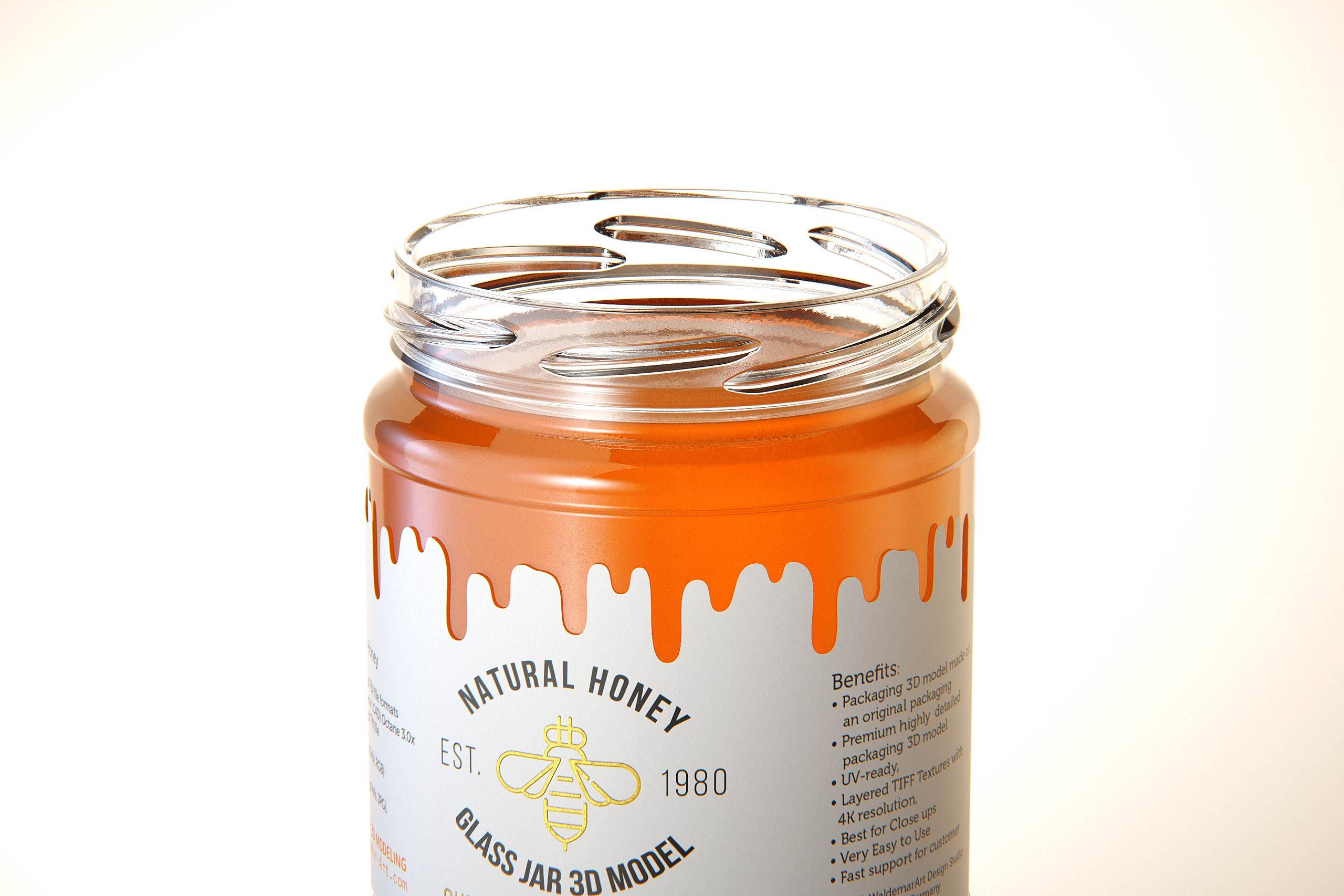 Summer Flower Honey Glass Jar 500g packaging 3d model