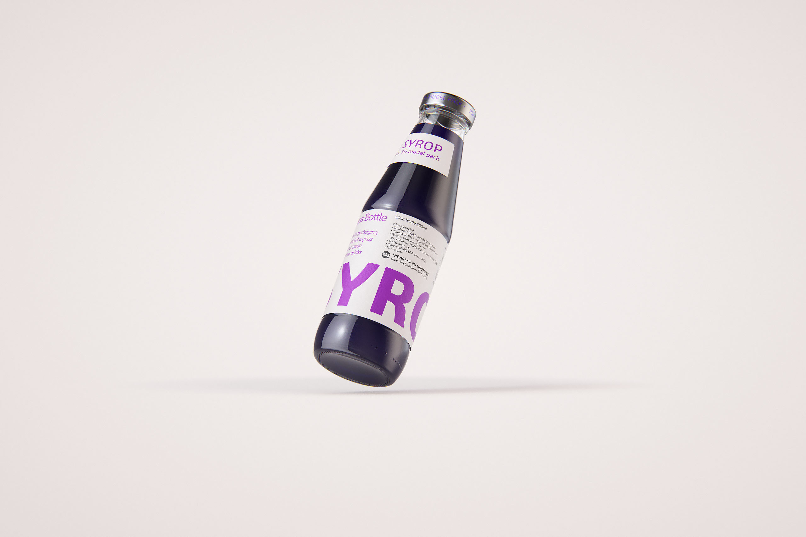 Syrup/Juice Glass Bottle 500ml packaging 3D model pack