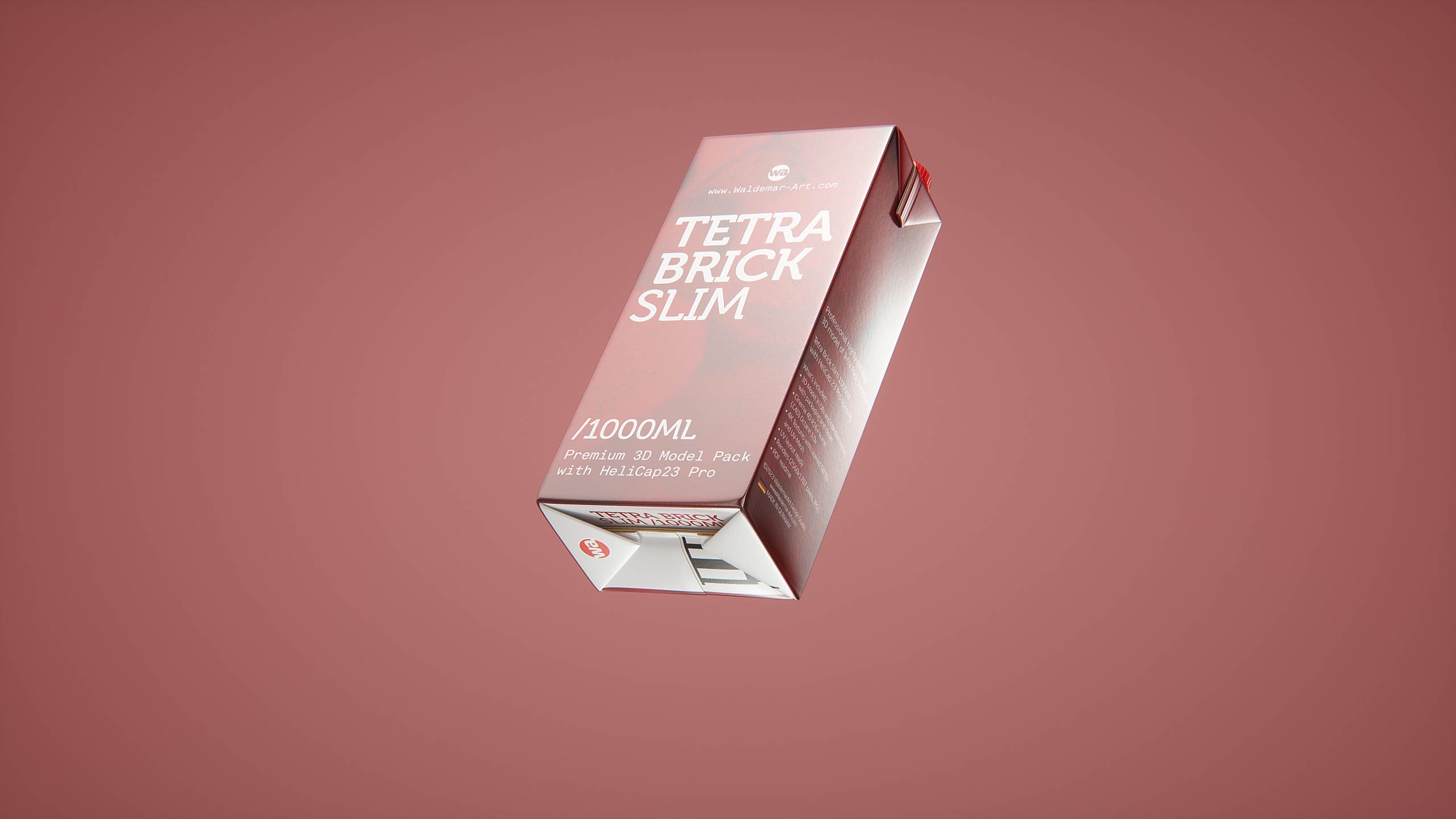 Tetra Brick Slim 1000ml with HeliCap23 Pro premium carton milk packaging 3D model