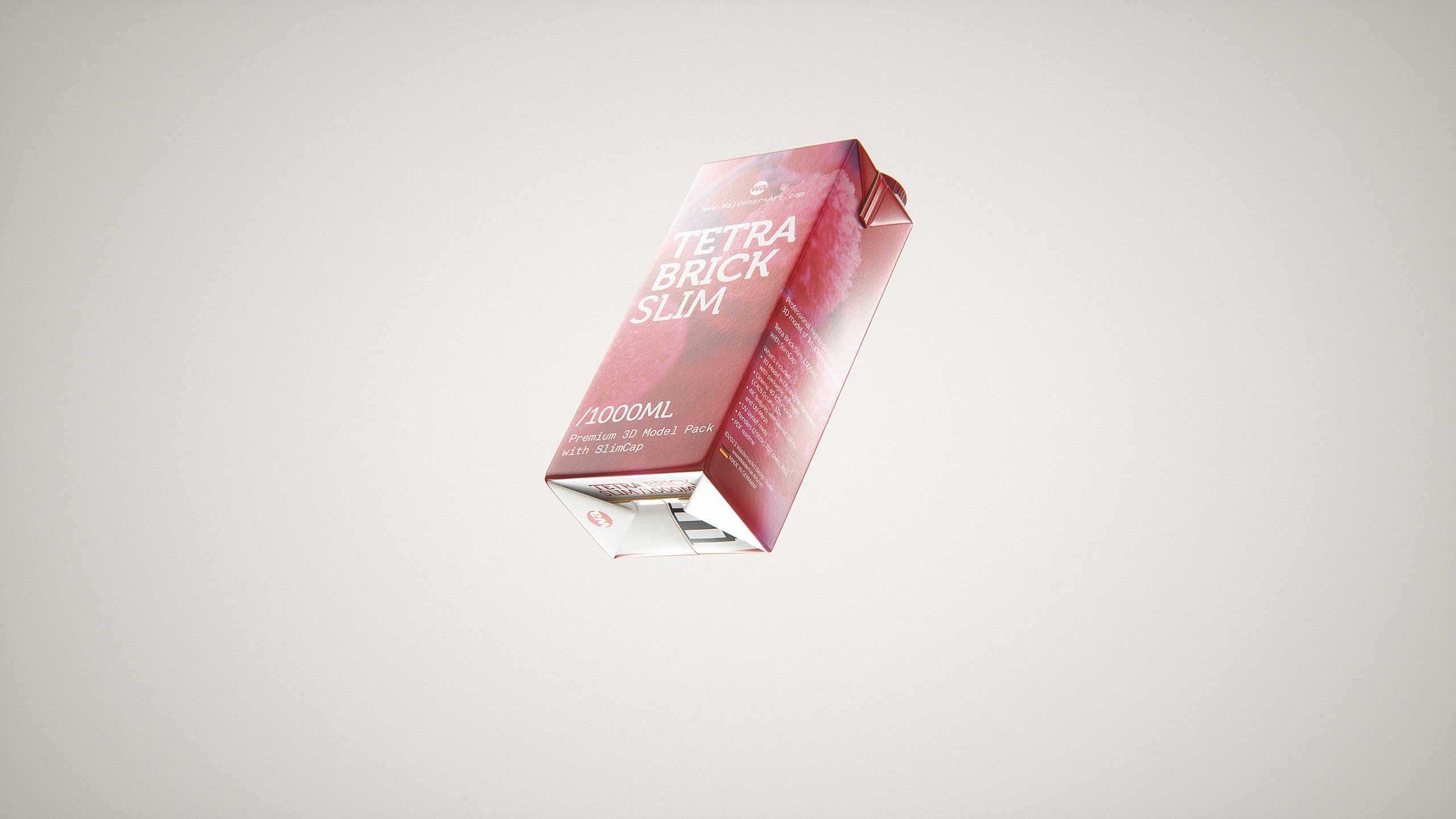 Tetra Pack Brick Slim 1000ml with SlimCap Premium packaging 3D model pak