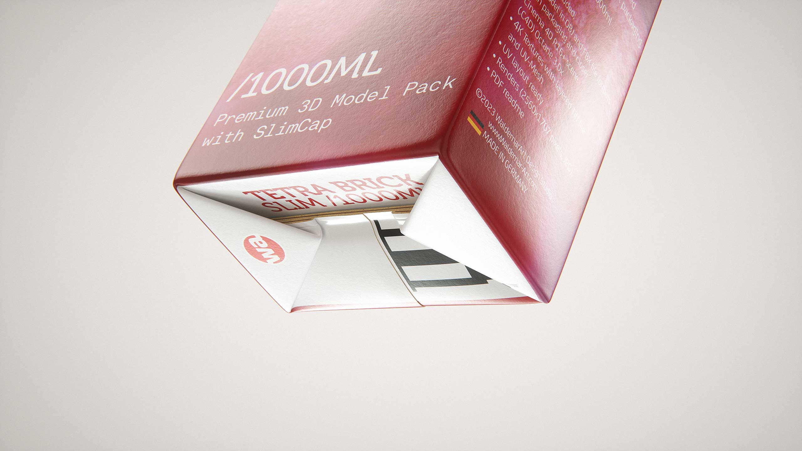 Tetra Pack Brick Slim 1000ml with SlimCap Premium packaging 3D model pak