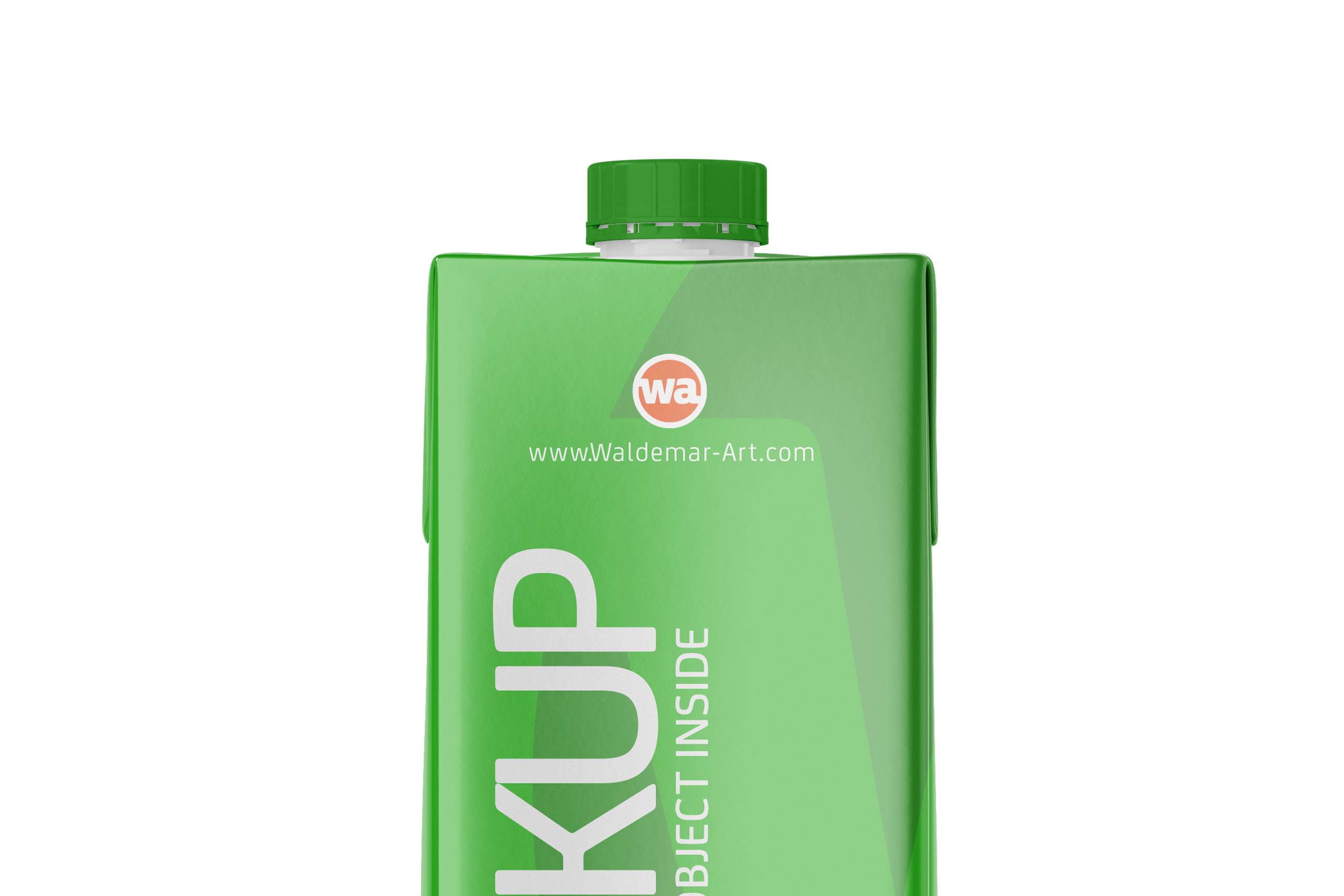 Mockup of Tetra Pack Brick 1000ml Square with HeliCap 27 - Front view