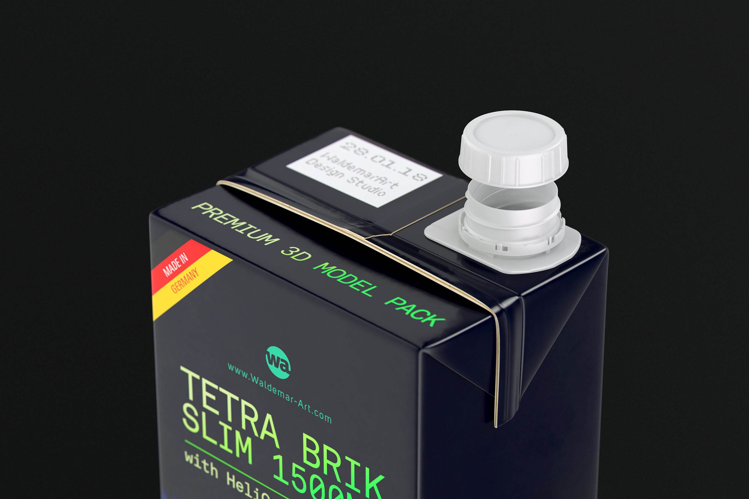 Tetra Pack Brick Slim 1500ml with HeliCap 23 Premium package 3D model pak
