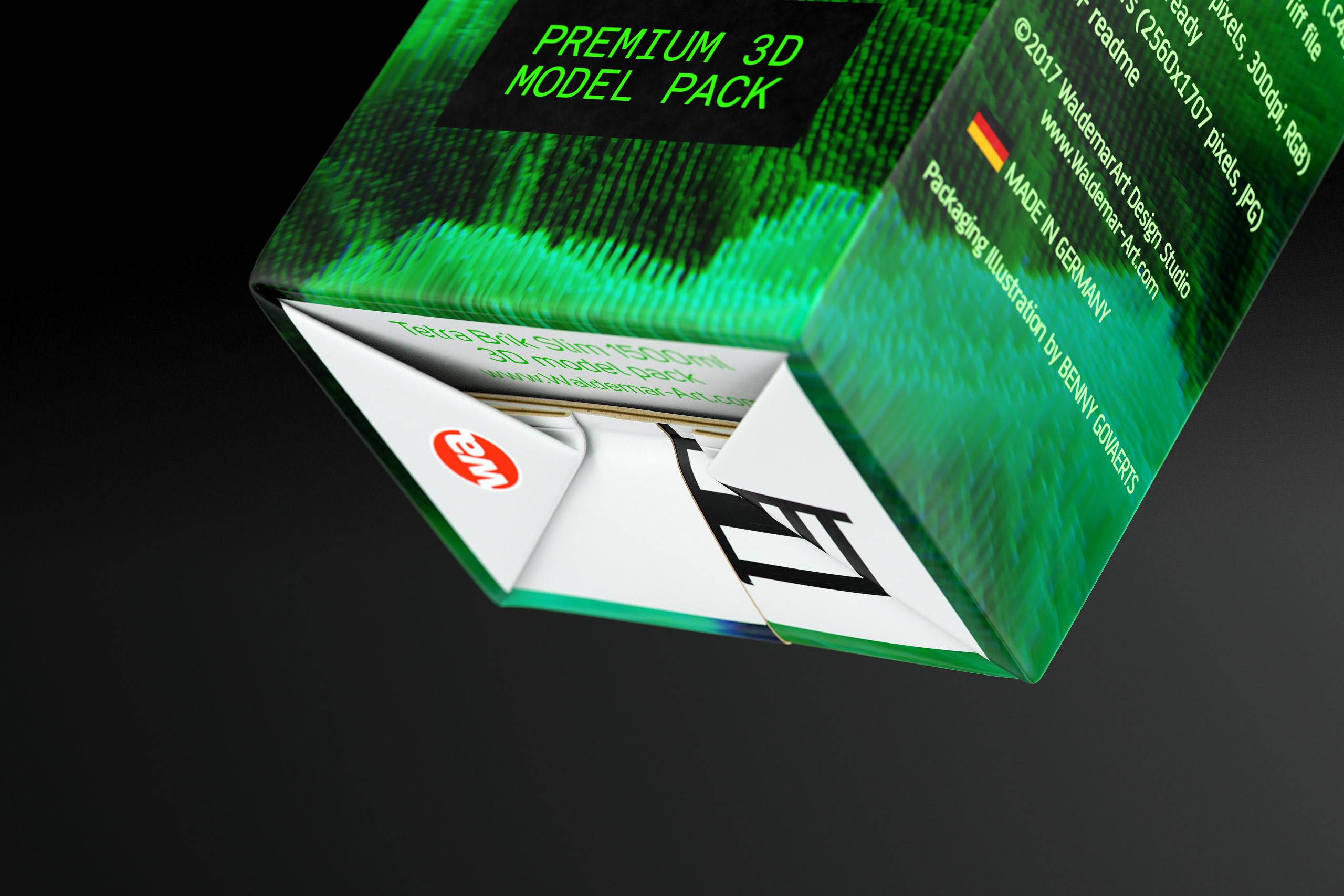 Tetra Pack Brick Slim 1500ml with HeliCap 23 Premium package 3D model pak