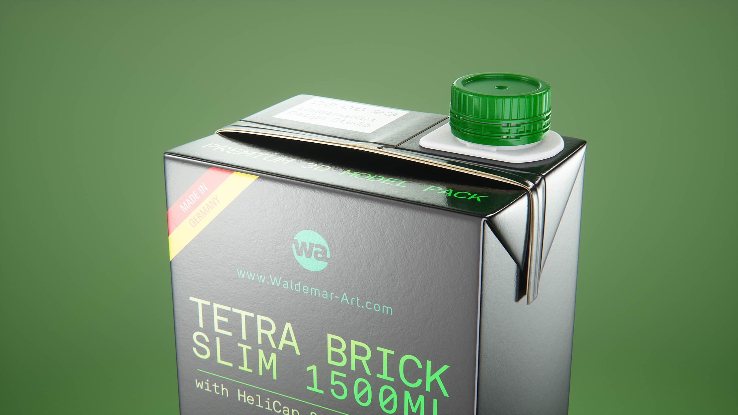 Tetra Brik Slim 1500ml with tethered cap HeliCap23 Pro carton packaging 3d model