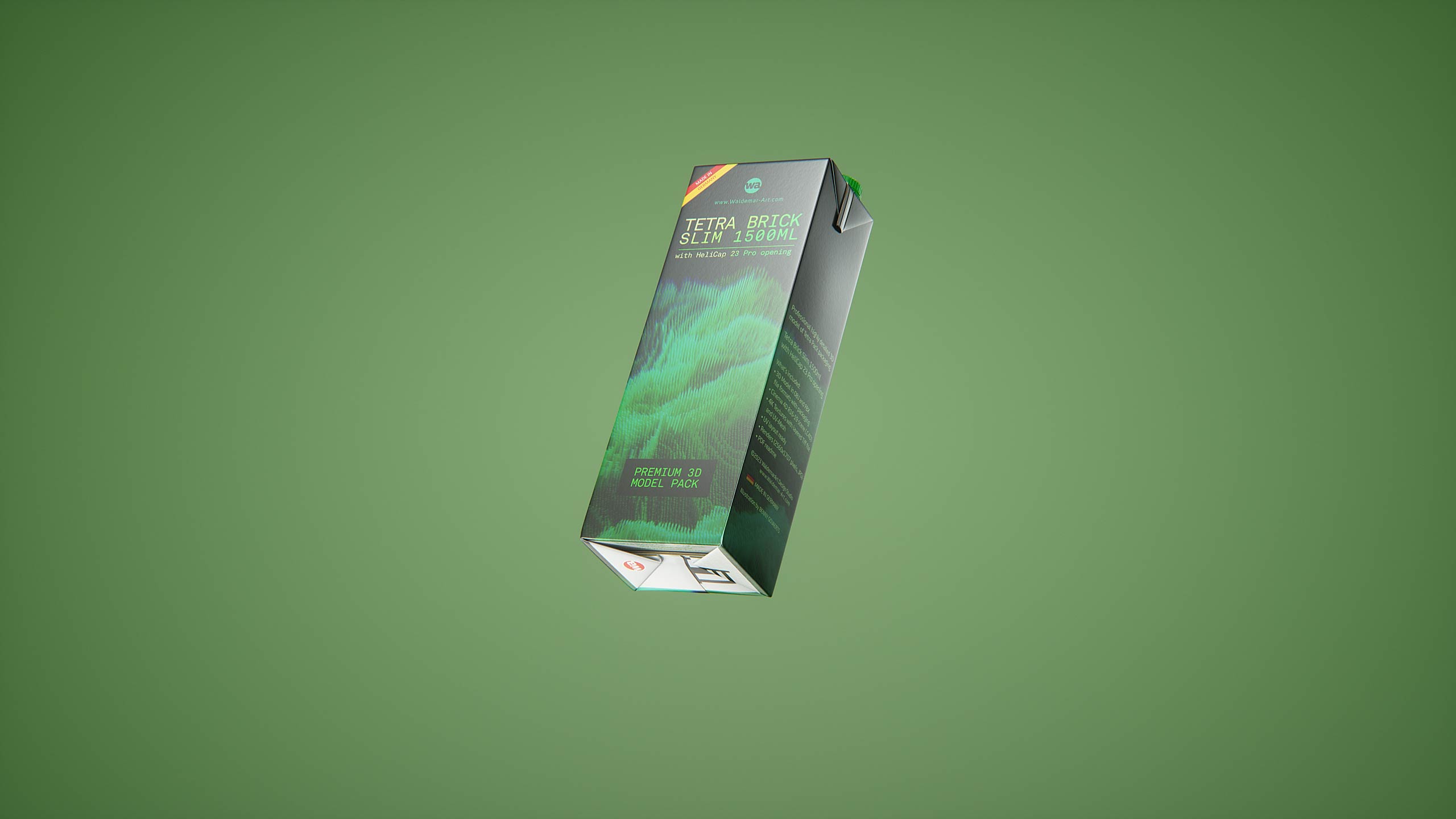 Tetra Brik Slim 1500ml with tethered cap HeliCap23 Pro carton packaging 3d model