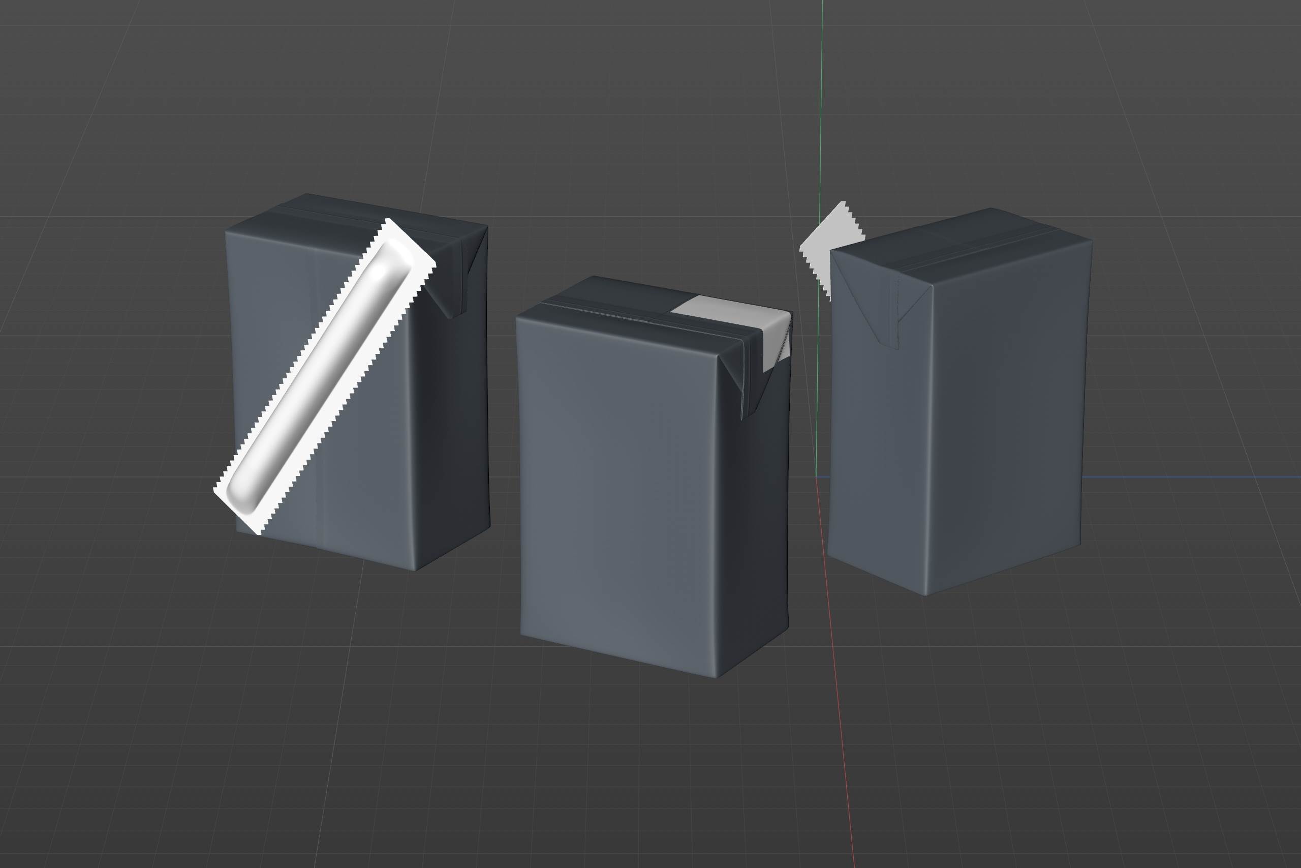 Tetra Pak Brick Base 100ml with Pull Tab and a packaged straw packaging 3d model pak