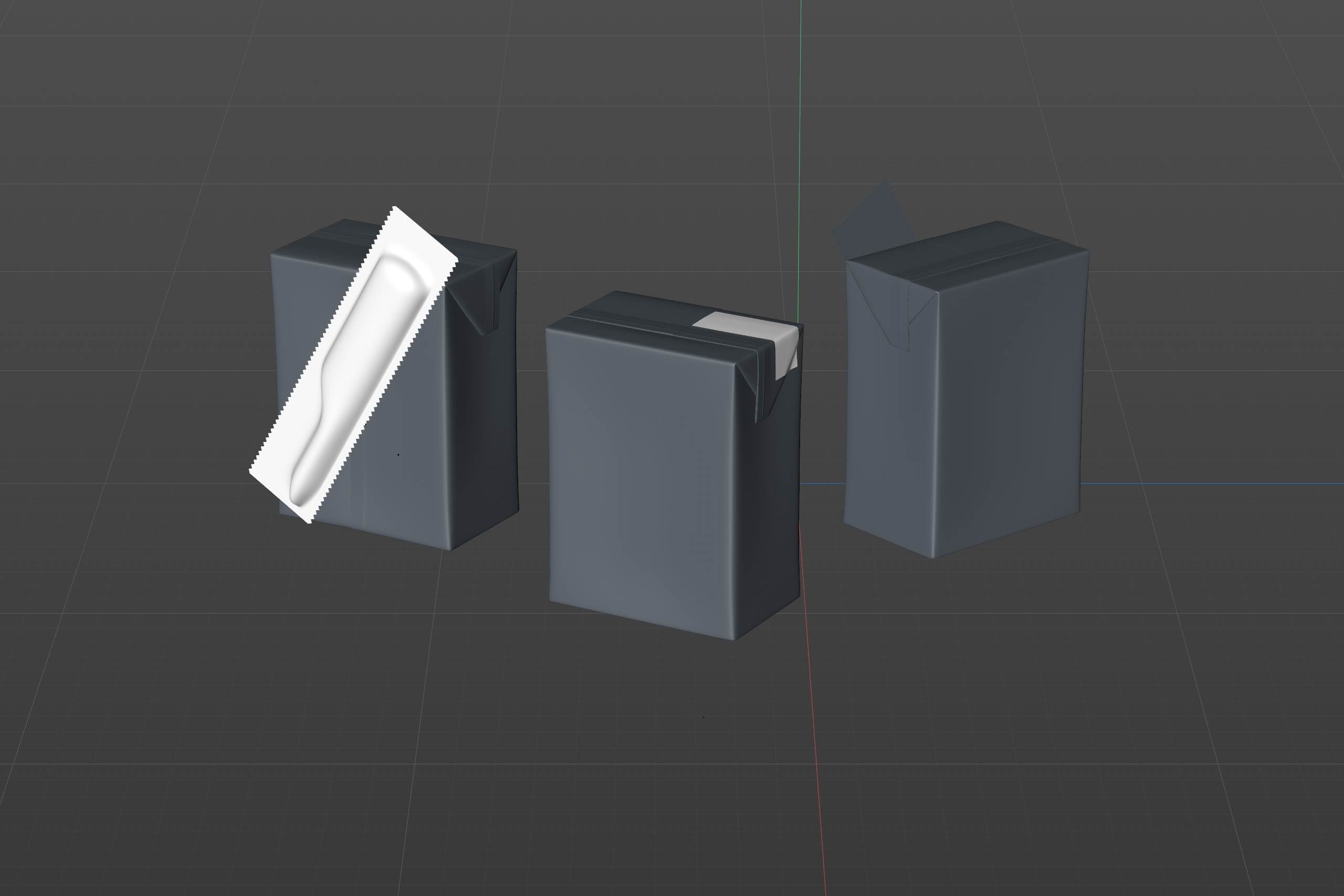 Tetra Pack Brick Base 200ml with Pull Tab and a packaged straw packaging 3d model pak